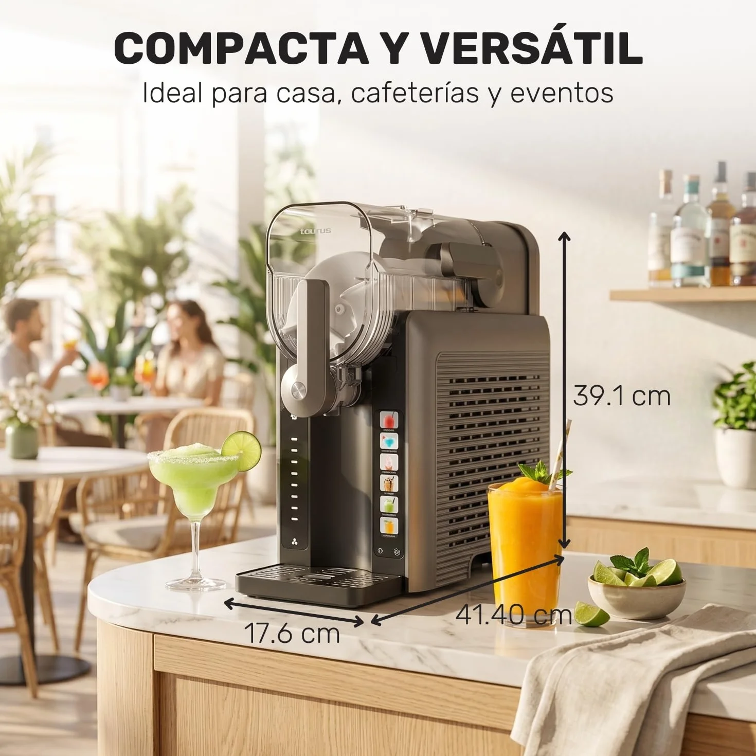 Taurus – Máquina de Granizados Ice Flow 2600 | Capacidad 1,6L | 6 Programas de Bebidas heladas y granizadas | Listas en 15 min | Diseño compacto | Pantalla Táctil | Autolimpieza + Apto Lavavajillas