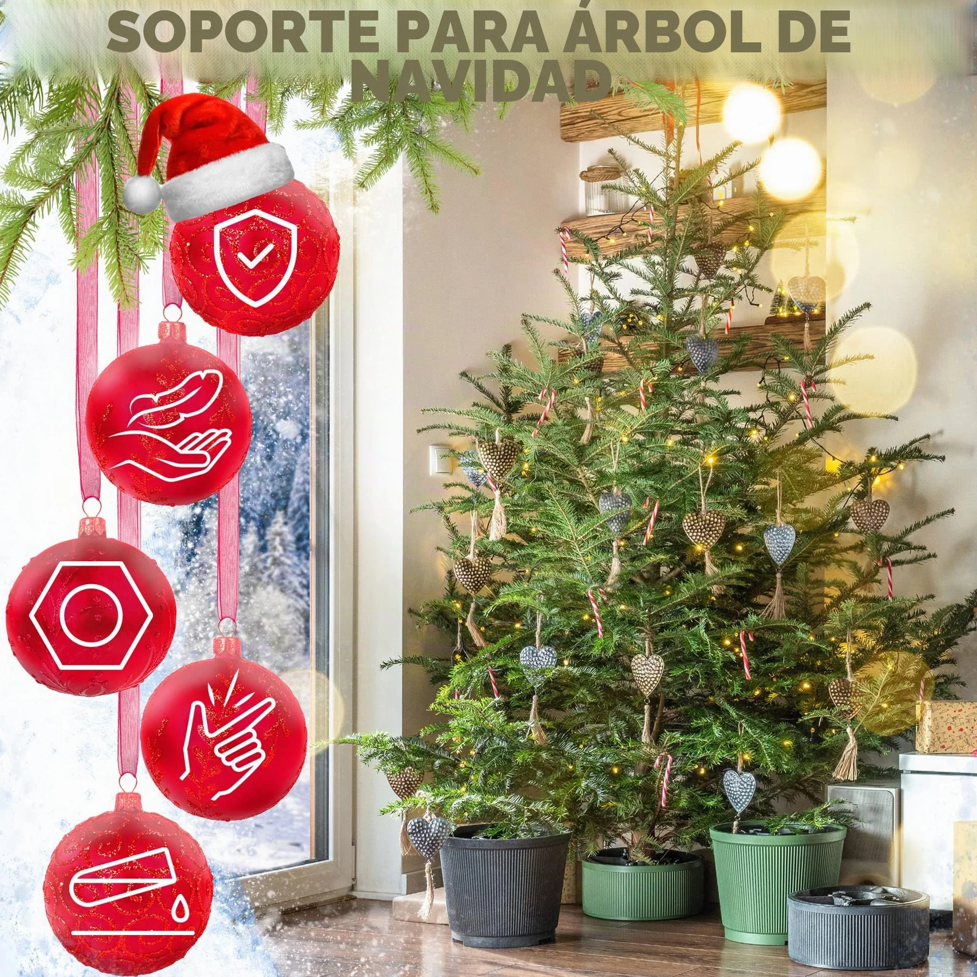 KADAX Soporte para árbol de Navidad, soporte de plástico para árbol de vacaciones, base resistente con depósito de agua para árbol de Navidad real, soporte decorativo para árbol de Navidad (verde, 10