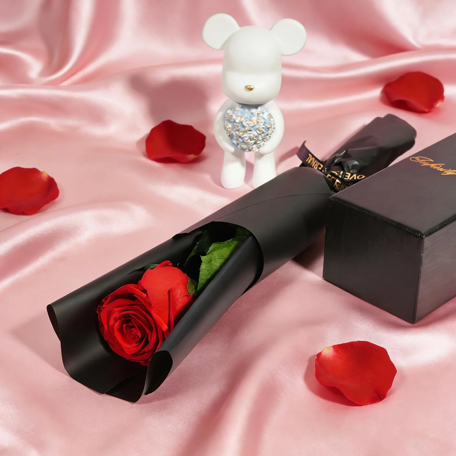 Yamonic Rosa Eterna Regalos para Mujer, Rosa Preservada con Tallo, Flores Preservadas Naturales Roja