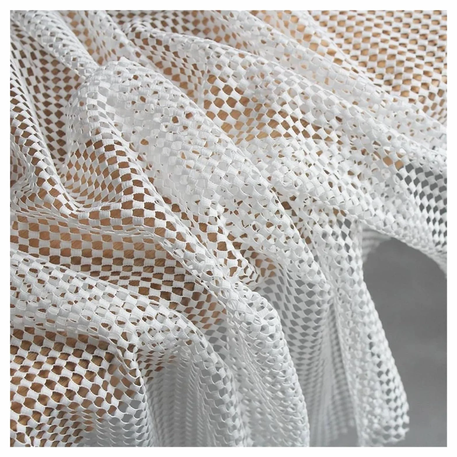 Tejido de malla para costura, Tela de malla bordada inelástica poliéster, multicolor, 90 cm x 145, for falda vestir(White,90cmx145cm)