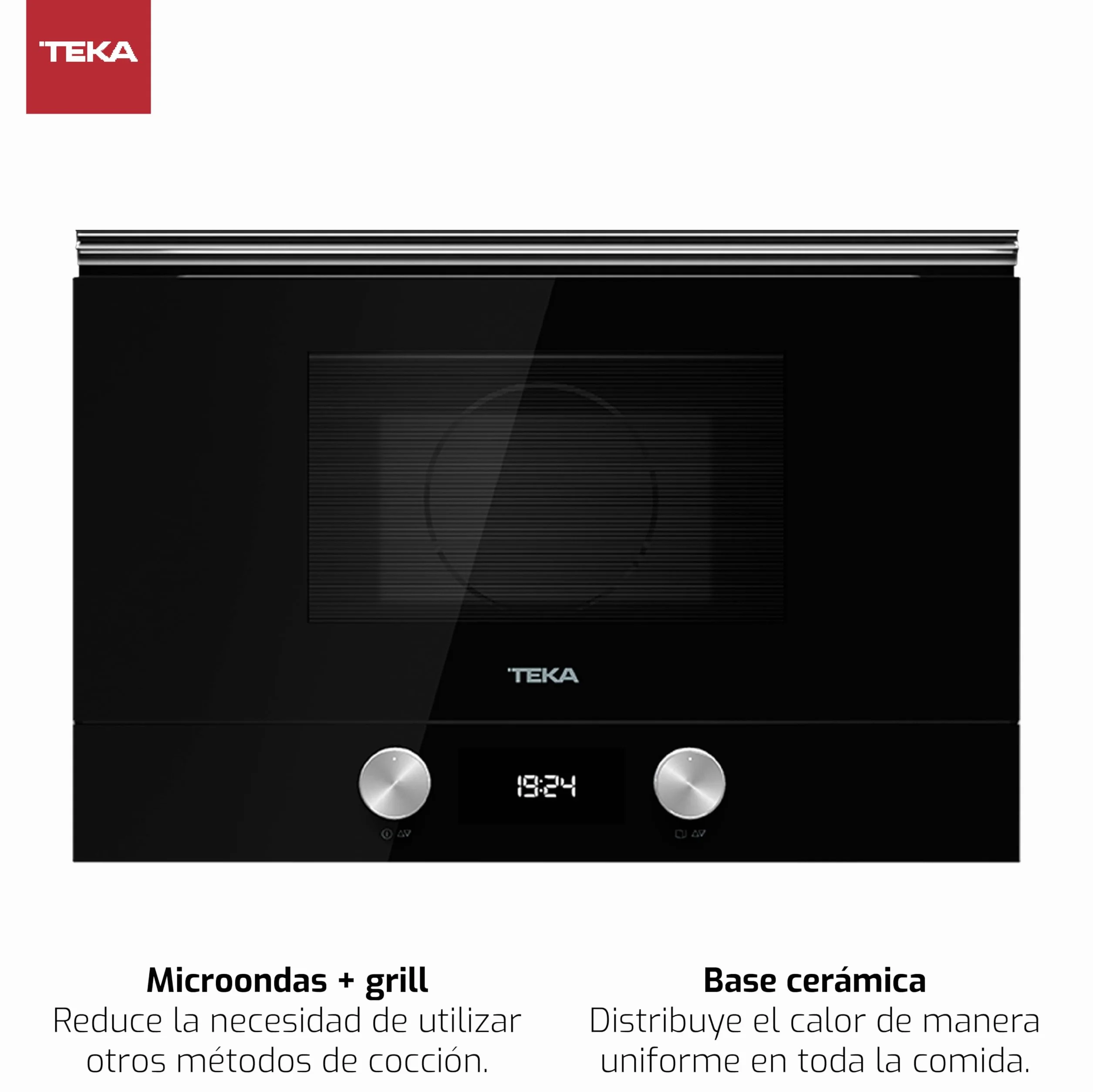 Teka ML 8220 BIS L Microondas de Integración Grill Urban Colors Edition Base Cerámica 5 Niveles Potencia 9 Menús Acceso Directo Cristal Negro