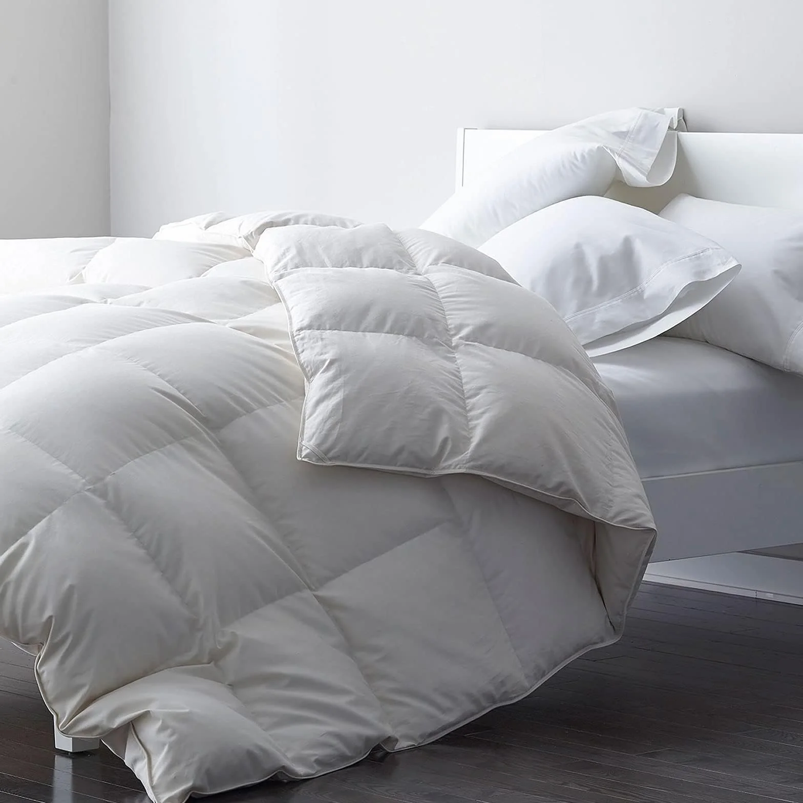 DWR Edredón de Invierno Cama 105/120/135,con Relleno de Plumas y Plumón,500gr/㎡,Extra Cálido,100% Algodón Orgánico, Relleno Nordico 200x200 cm,Certificado Oeko-Tex y RDS, Blanco