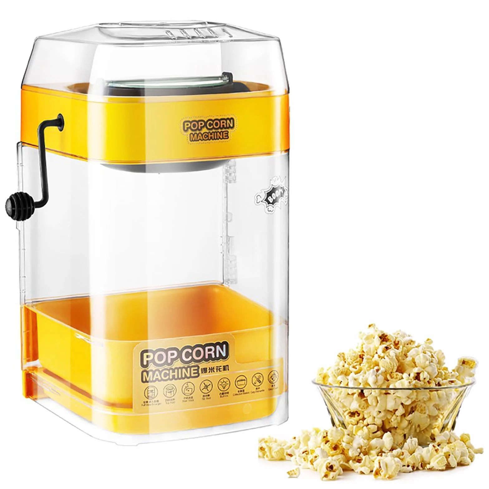 Máquina De Palomitas De Maíz, Máquina Comercial De Palomitas De Maíz Con 3 Cucharas, Operación Con Un Botón Y Acabado Rápido, Hervidor Y Puerta Extraíbles Y Fácil De Limpiar, Para Fiestas, Hogar