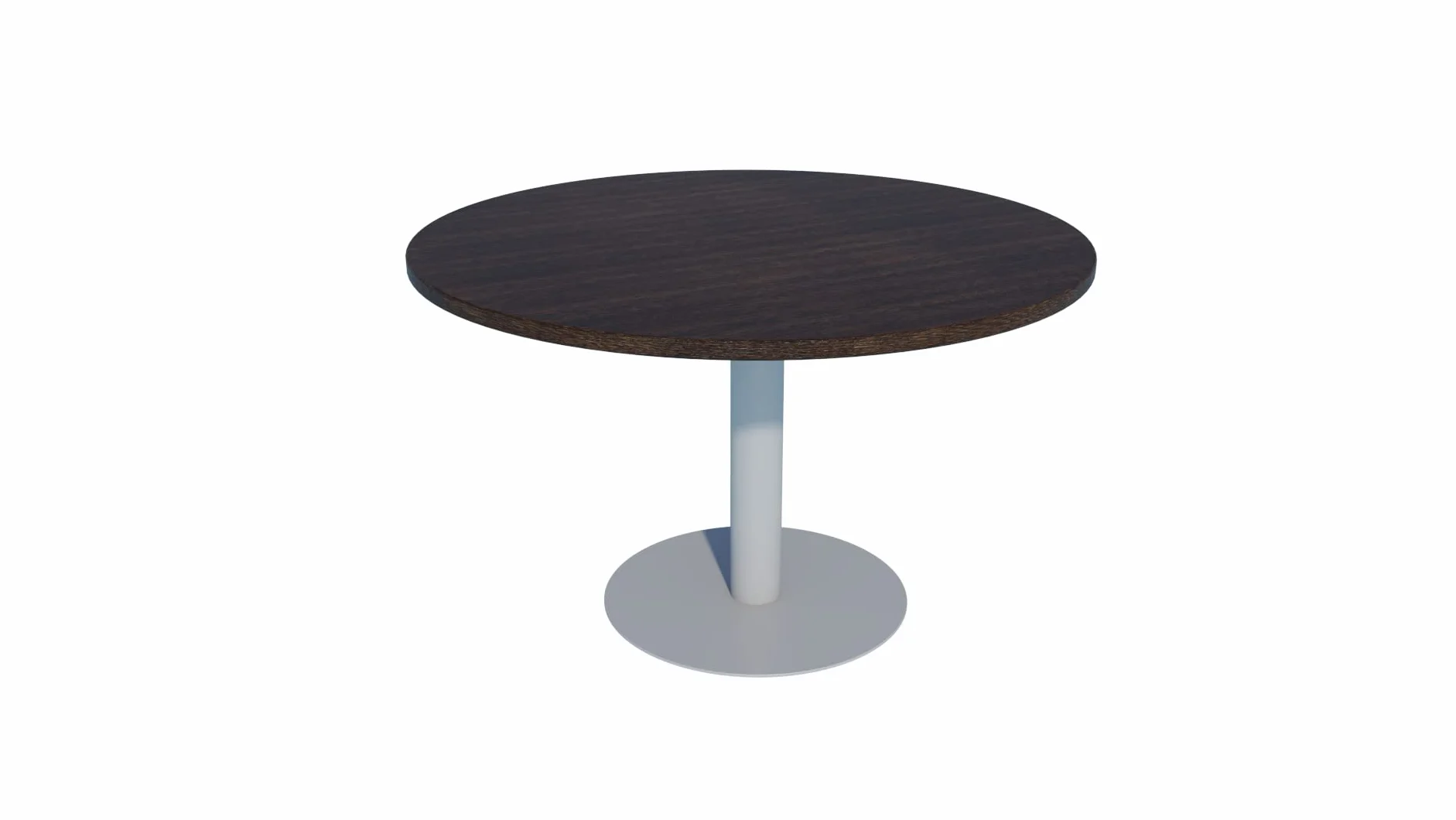 Mesa de Reuniones, Redonda, Wengué. 120Ø. con Base Cilíndrica.