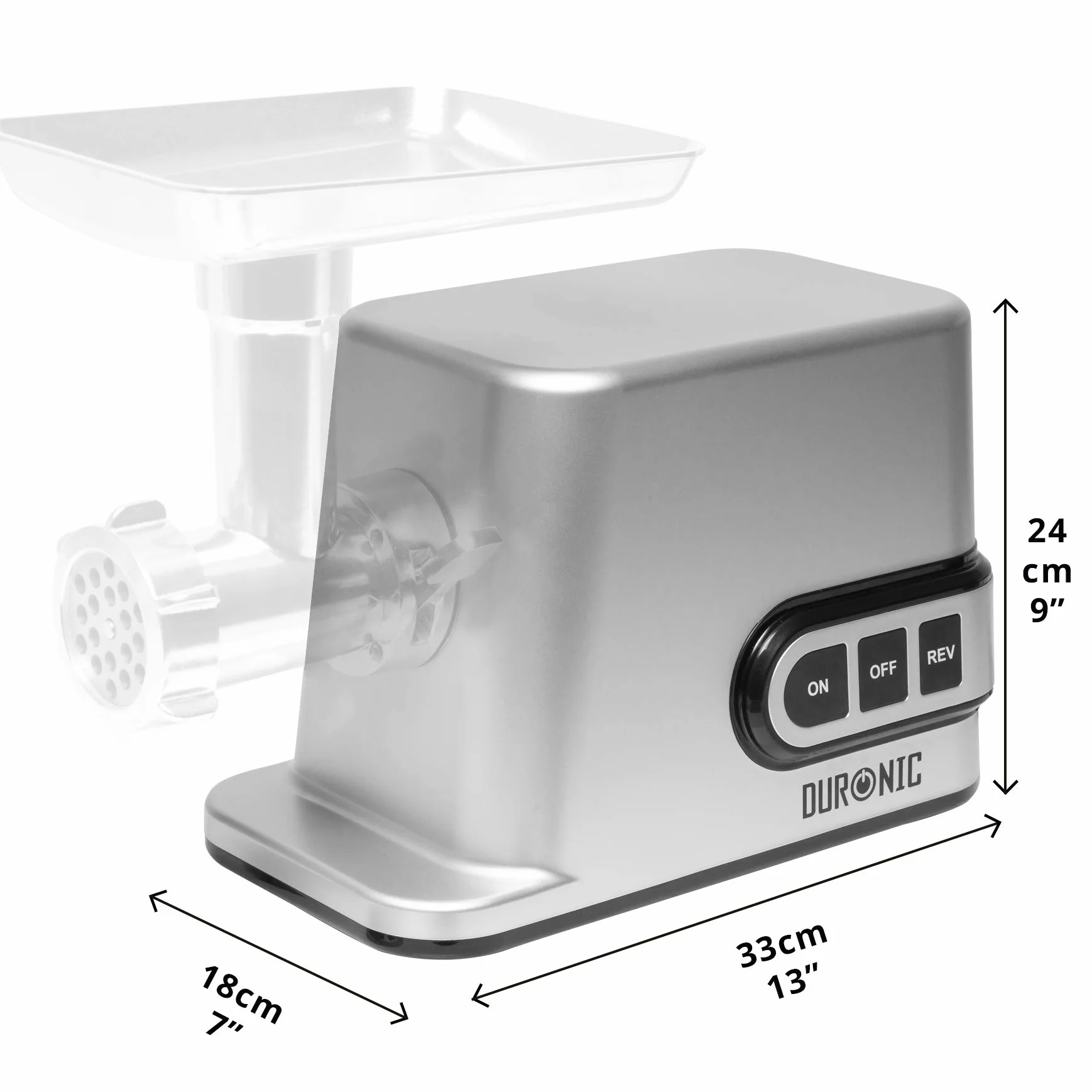 Duronic MG301 Picadora de Carne Eléctrica 3000 W de Acero Inoxidable | Accesorios para Carne Picada, Salchichas y Kibbe, para Platos de Carne o Verduras, Potente y Resistente, para la Cocina