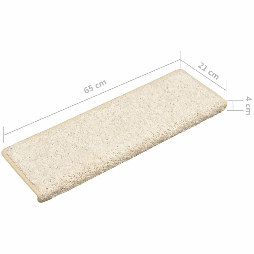 vidaXL Alfombrillas para escaleras 10 Unidades 65x21x4 cm Blanco Borde Rectangular