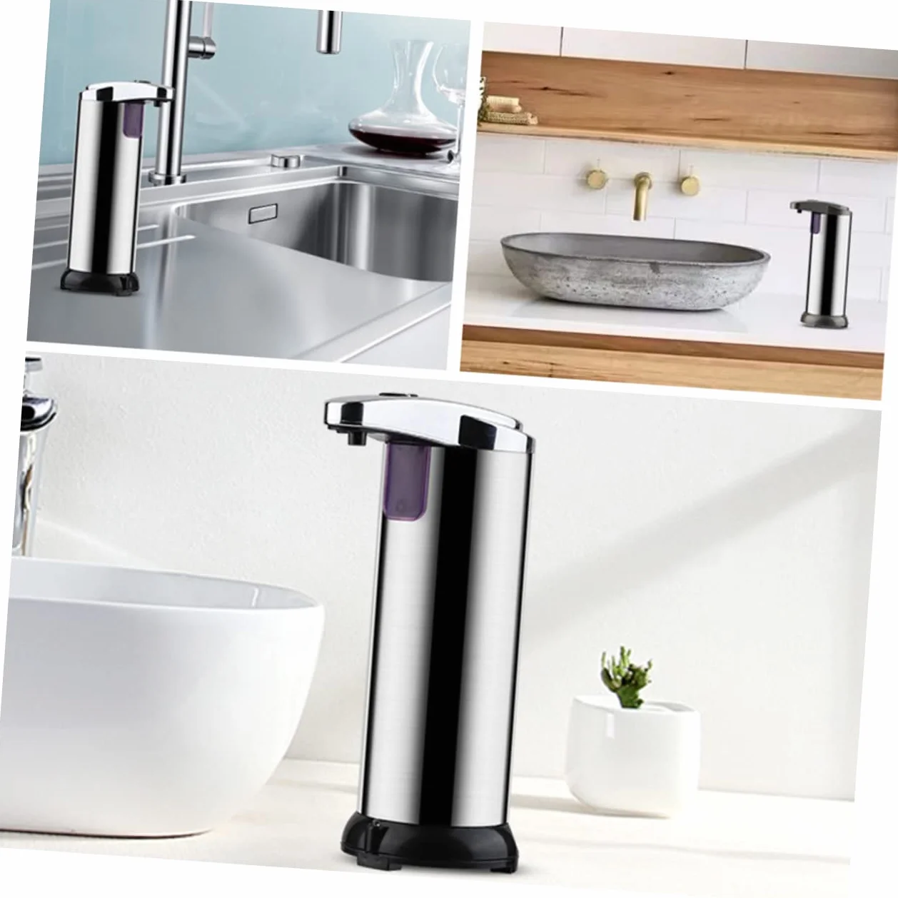 Cabilock Dispensador De Jabón Automático Sensor De Acero Inoxidable Dispensador De Jabón Sin Contacto para Cocina Baño para Uso Doméstico y Comercial