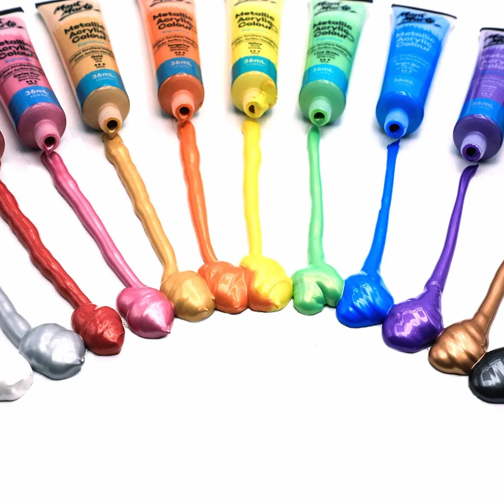 MONT MARTE Pintura Acrilica Metalizada – 36 Piezas, Tubos de 36 ml – Ideal para la Pintura Acrílica – Colores Resistentes a la luz con Gran Opacidad