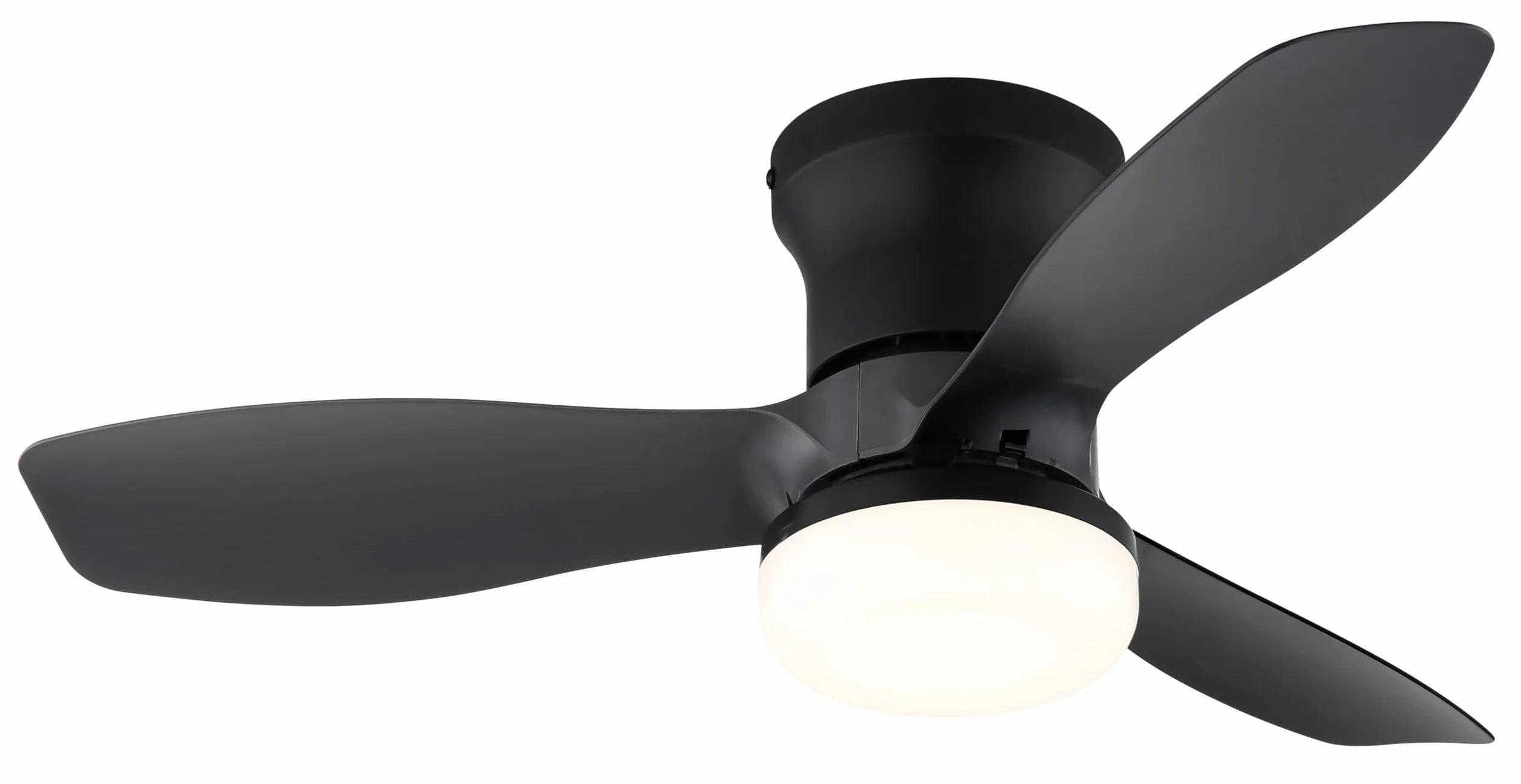 GLOBO Ventilador de techo de plástico negro mate, varios niveles mediante interruptor de pared, colores fijables, función de memoria, luz nocturna, temporizador, mando a distancia, batería