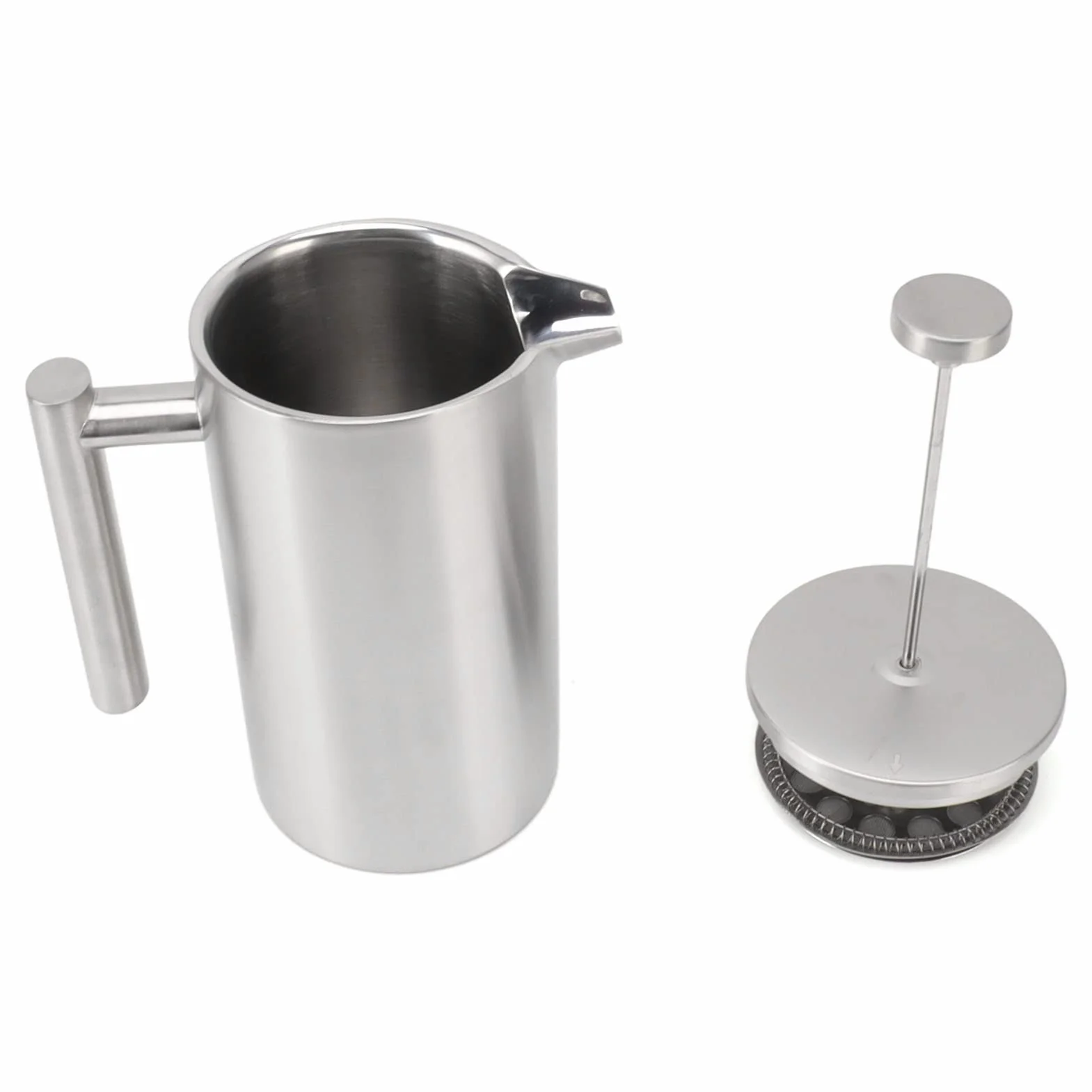 Cafetera De Prensa Francesa,Prensa De Café De Acero Inoxidable De Grado 304,Cafetera De Prensa Francesa Con Filtro,Aislamiento De Doble Pared,A Prueba De Herrumbre,Apto Para Lavavajillas 1L