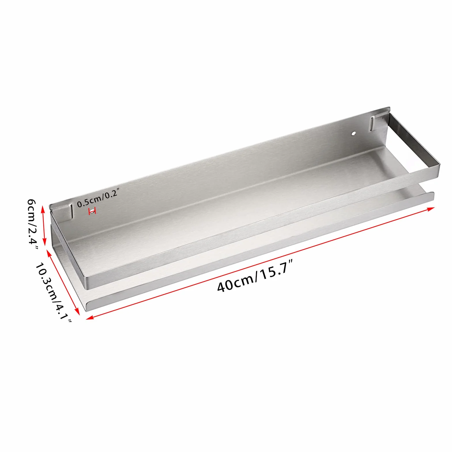 Sumree, 2 estantes de pared, estante de ducha, colgante de acero inoxidable, cesta de cocina de pared para almacenamiento (plateado, 40 cm)