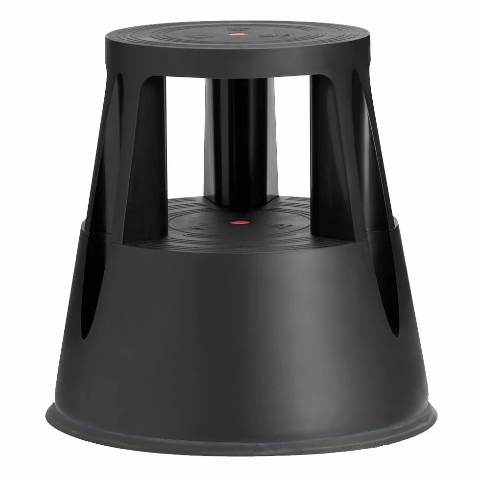 IVOL Taburete estable con pie de elefante, plástico, 41 cm de altura, 150 kg de carga, color negro