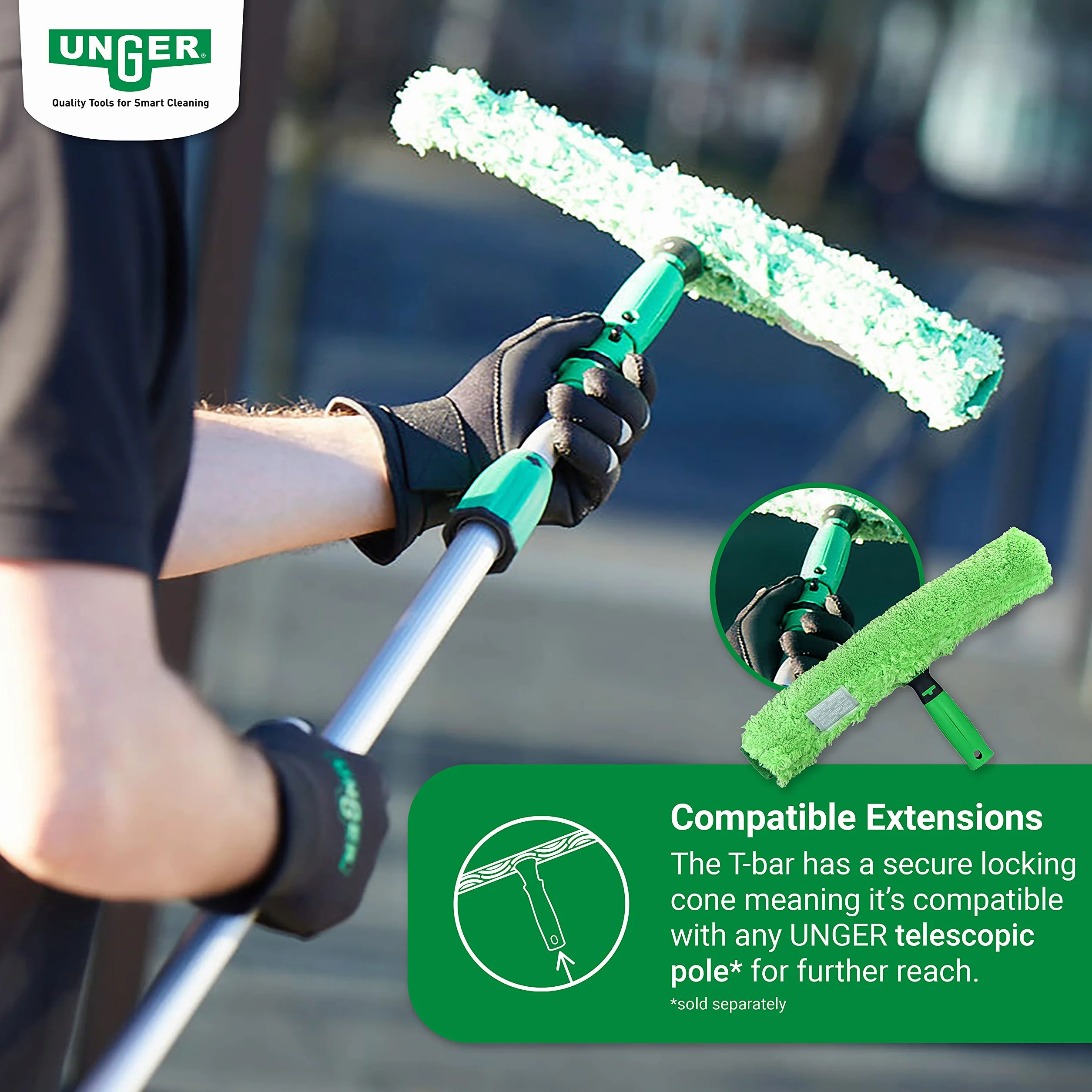 UNGER MicroStrip 79021 Limpiador para Ventanas 45 cm Funda de Microfibra