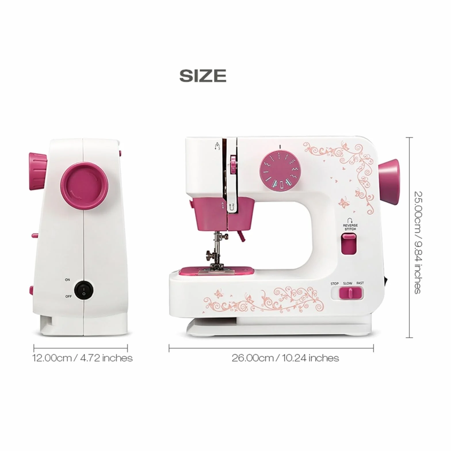 Máquina De Coser Eléctrica Escritorio For El Hogar, Overlock For Ropa DIY, 2 Velocidades, 12 Puntadas, Batería Portátil/adaptador DC Potente Silenciosa Y Estable