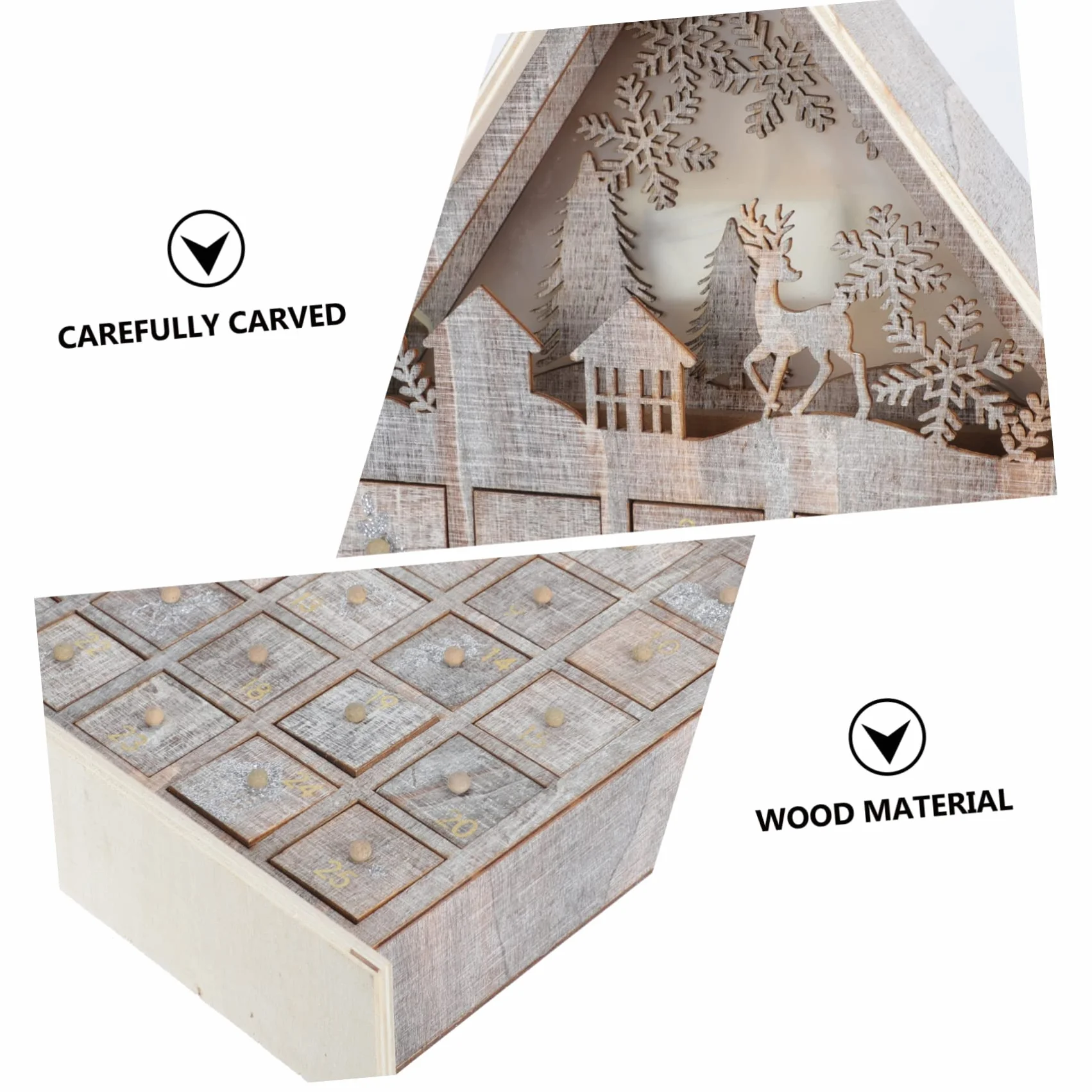 1pieza Calendario De Adviento De Madera Luminosos Para Decoración Navideña Para Niño Niña Sorpresas y Dulces Accesorio Encantador Para Fiestas De Navidad
