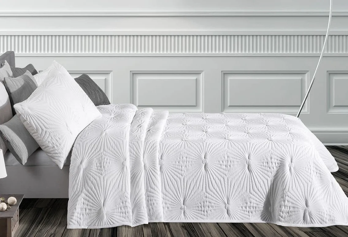 Colcha Hexagon Jacquard Reversible DE MANTEROL Blanca (150)