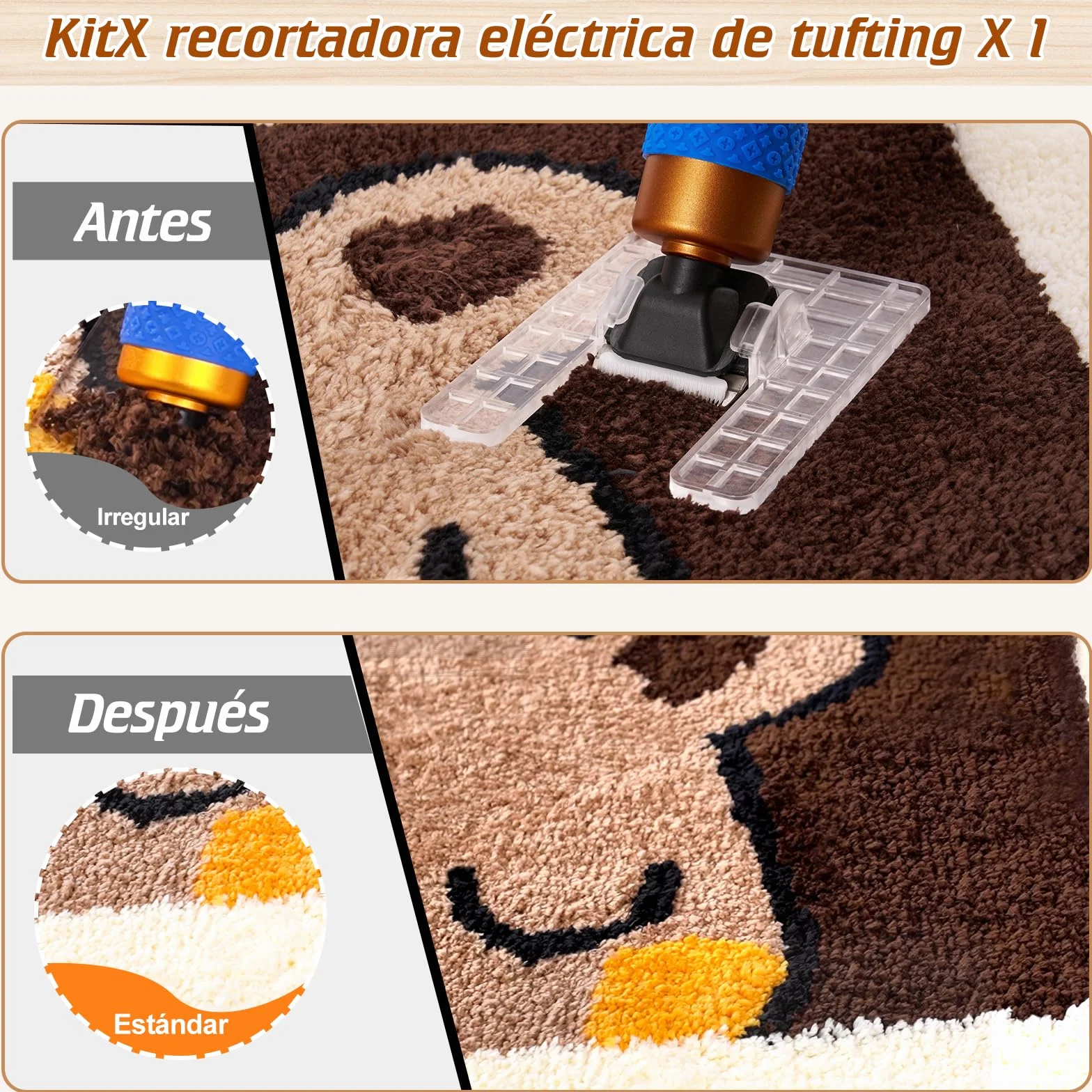 BESGEER 2024 Kit de Inicio de Pistola para Tejer Alfombras con Marco y Cortacarpetas, Kit de Tejer Alfombras de Pileta de Corte y Anillo 2 en 1, Kit Completo de Pistola para Teje(Negro)