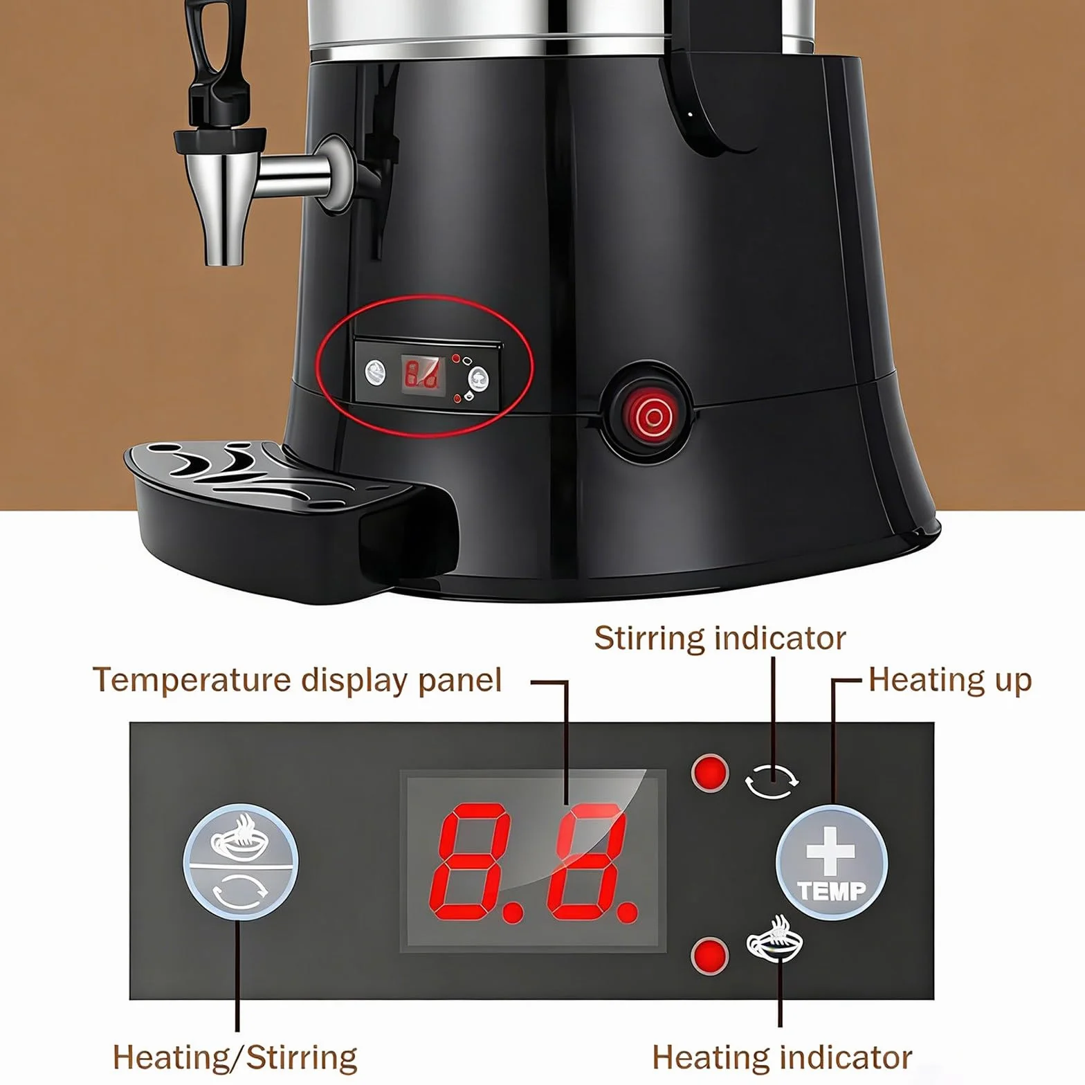 Máquina Comercial para Calentar y Mezclar Chocolate, Calentador eléctrico de Bebidas para Leche, té y café. 10L