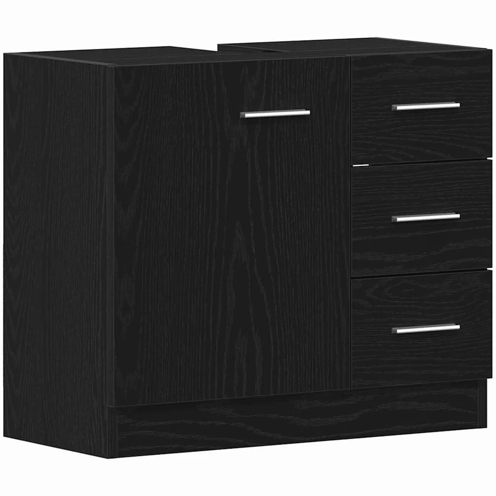 vidaXL Armario de Lavabo Roble Negro 63x30x54 cm Mueble de baño