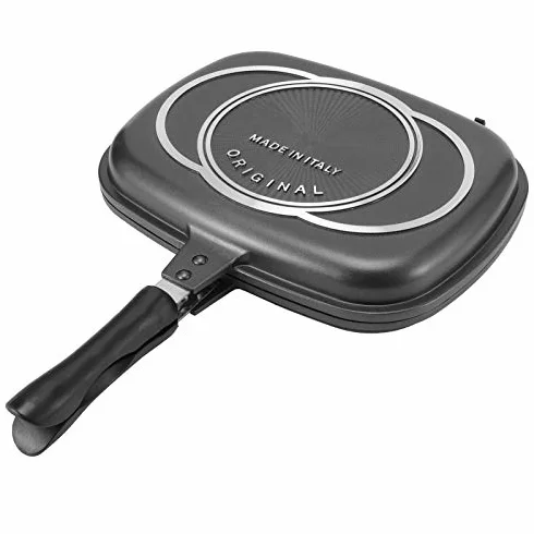Sartén de doble cara portátil con mango antiquemaduras, suministros de cocina, olla de 32 cm, excesiva, la mejor sartén de aluminio adecuada para C