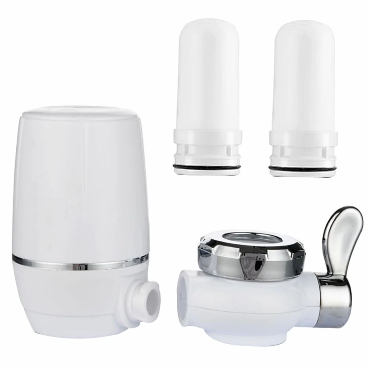 Filtro de Grifo de Cocina Purificador de Agua Cerámica Blanco | 2 Filtros de Repuesto, Diseño de 7 Capas, Cuerpo Abs Resistente y Gran Caudal