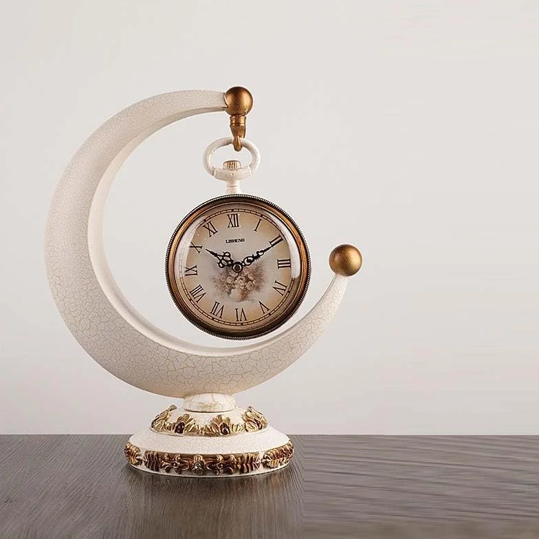 Reloj de repisa, Reloj de Escritorio sin tictac, Estilo Retro Europeo, Funciona con Pilas, Ideal for Sala de Estar, Dormitorio, Oficina, hogar, decoración de Interiores.(A)