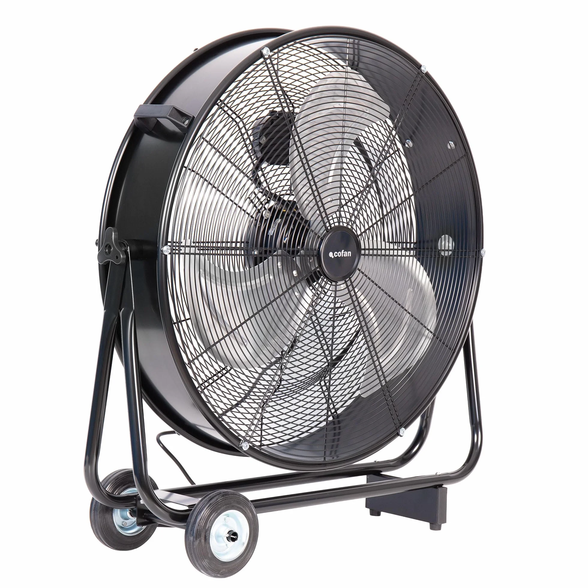 Cofan Ventilador Industrial de Suelo 300 W, 90 cm, 2 Velocidades, 3 Aspas de Aluminio de Alta Resistencia, Ruedas y Asas Incluidas, Motor Potente, Negro