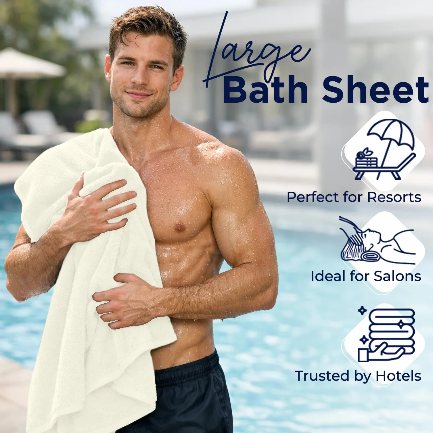 DAN RIVER Juego de 2 toallas de baño de 550 g/m², ultra suaves y altamente absorbentes, 100% algodón, toallas de baño grandes para baño, hogar, hotel, spa, playa, piscina, gimnasio, 35 x 70 pulgadas