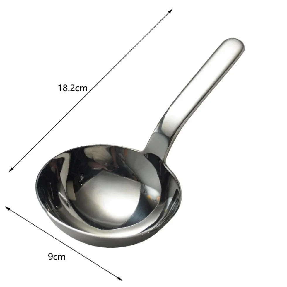 Cuchara de sopa redonda de mango corto, cuchara de sopa de acero inoxidable, cuchara redonda para servir, cuchara de servir de cabeza grande, cucharón de sopa estilo coreano para cocina