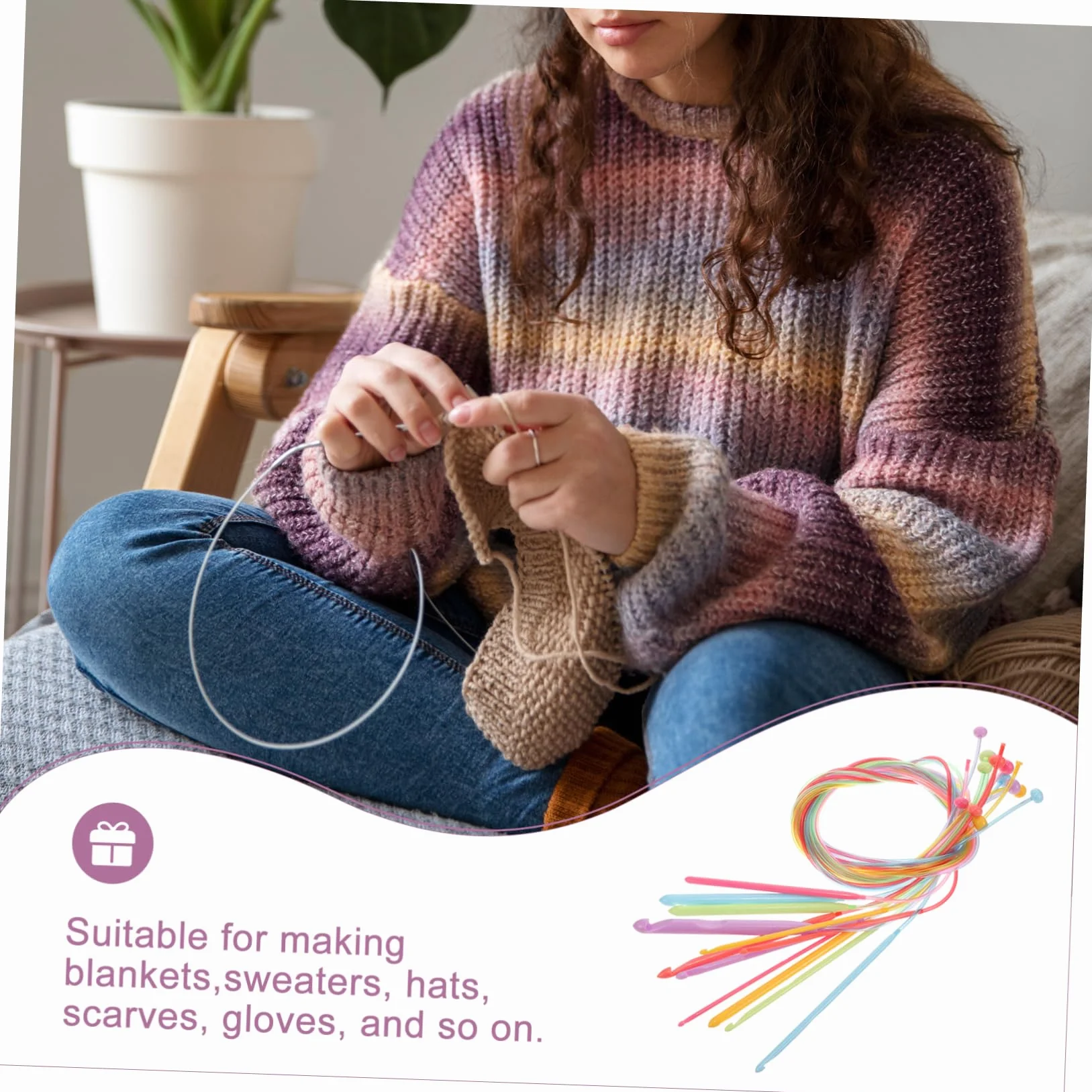 SHINEOFI 5 Juegos Ganchillo De Bucle Cross Stitch Agujas Circulares Kit Para Tejer Ganchillos Crochet Agujas Tejer Aguja De Ganchillo Herramienta Para Tejer Hilo El Plastico 12 Uds * 5