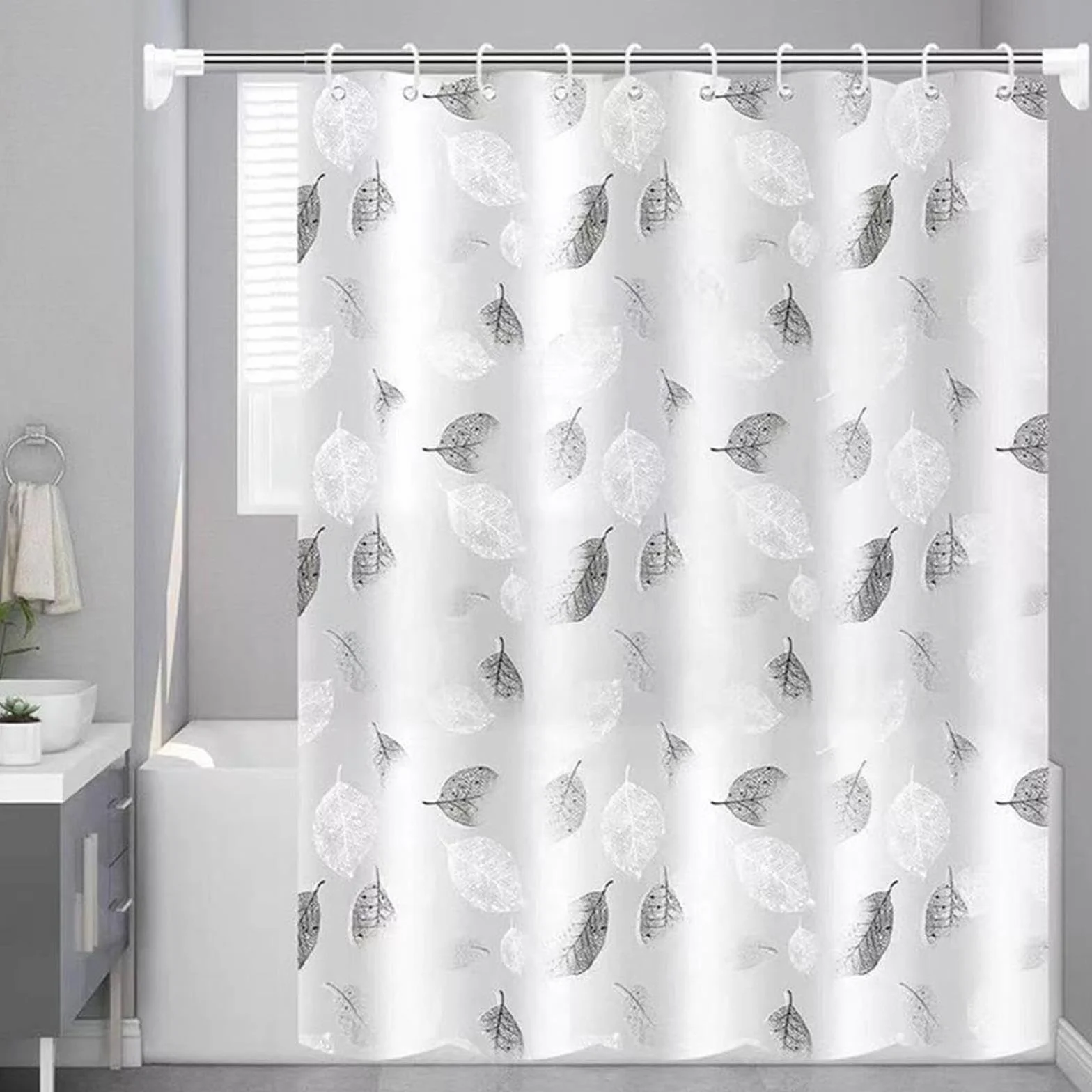 Cortina de ducha impermeable, resistente al moho, lavable y fácil de limpiar, tela de poliéster con peso, 85 x 180 cm, ideal para baños modernos y diseño elegante