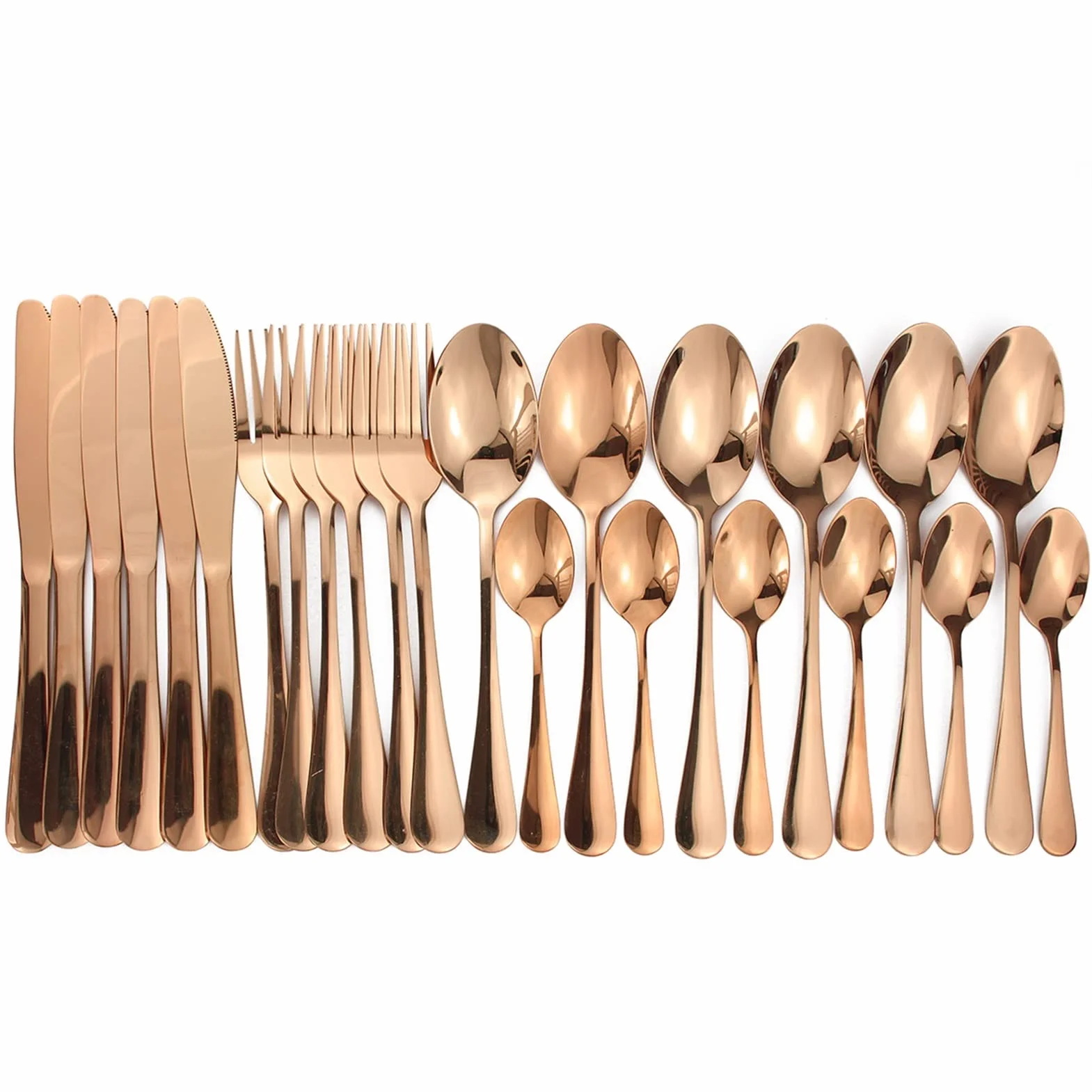 Juego De Cubiertos Dorados De 24 Piezas: Elegante Cubertería para Bodas, Fiestas Y Viajes. Tenedores, Cuchillos Y Cucharas De Primera Calidad. Vajilla con Estilo para Ocasiones Especiales.
