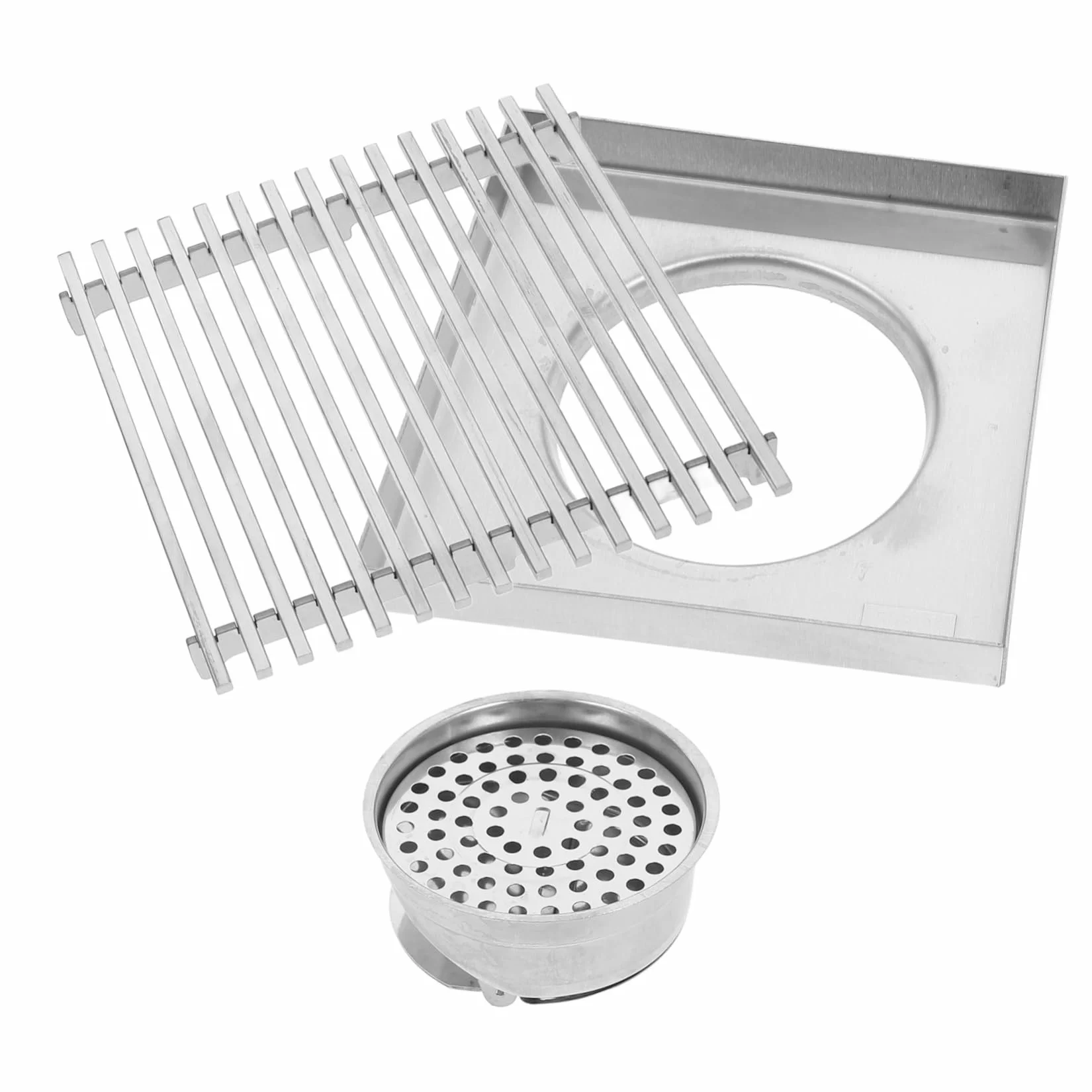 NUOBESTY Desagüe De Suelo De Acero Inoxidable para Patio Grande Cuadrado Colector De Pelo Rejilla De Ducha para Baño y Suelo para Duchas Al Aire