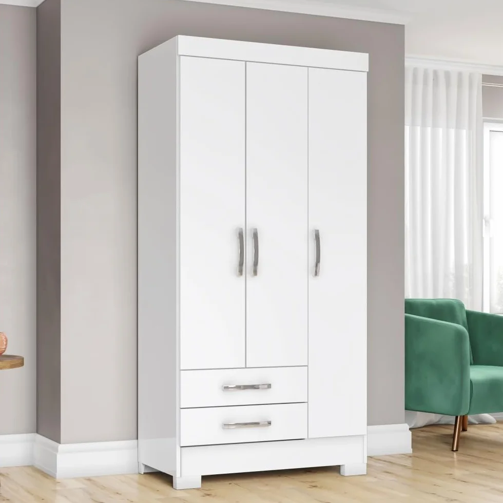 Befara Armario Juvenil con CAJONES MANAOS, Blanco, 82,5 x 46,5 x 185 cm, Armario ropero pequeño de 80 cm con cajones y estantes, armarios pequeños, armarios percheros, armarios Juveniles