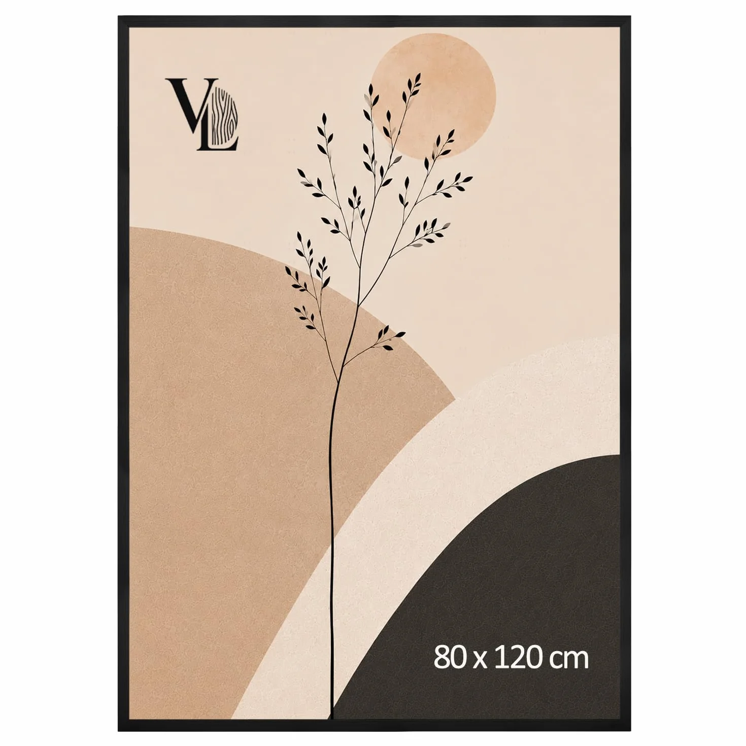 VELORA H&L Marco de Fotos Negro 80 x 120 cm - Marco de Madera con Metacrilato Transparente, Portafotos para Fotos, Pósteres, Láminas, Puzzles, Diplomas y Certificados