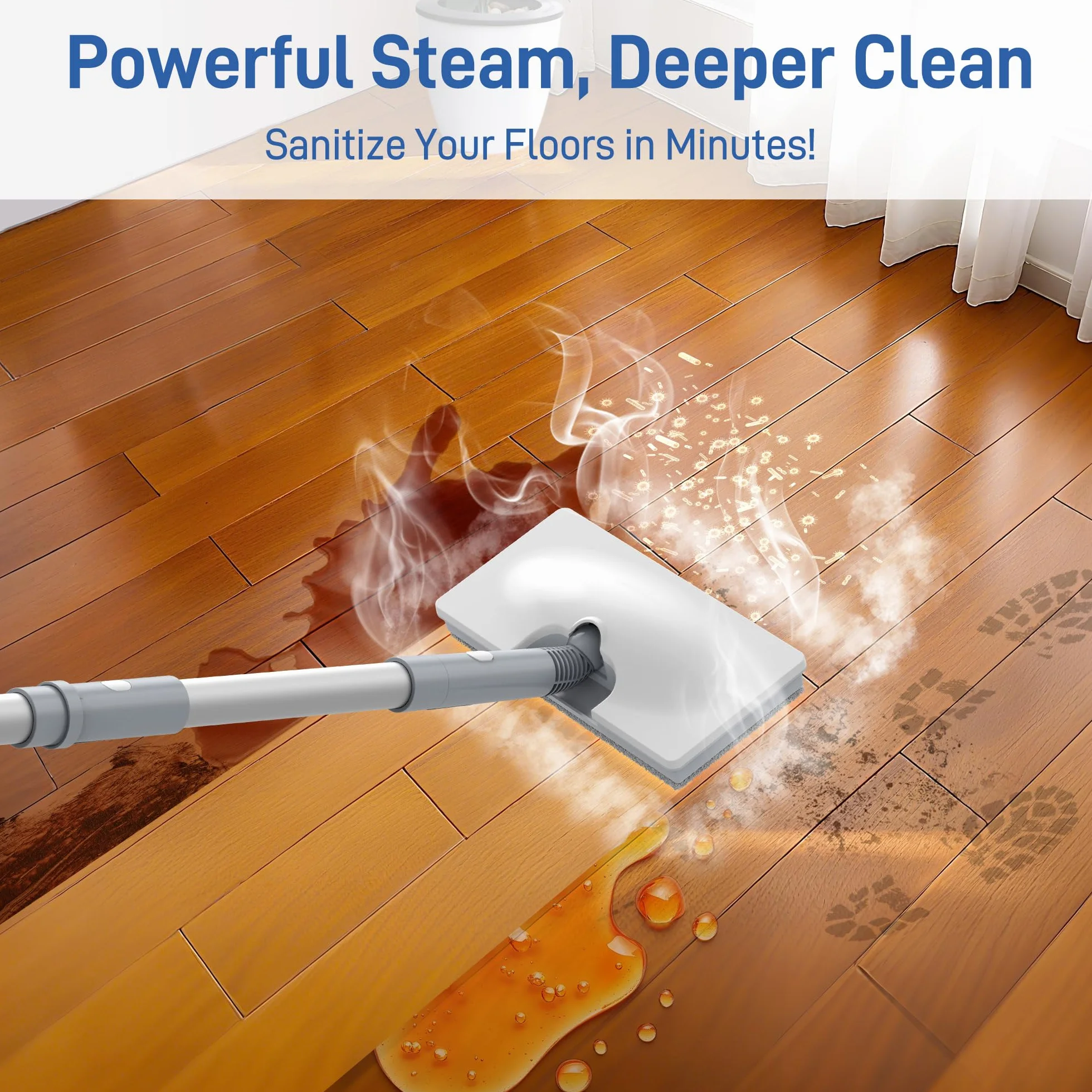 Mopa de vapor multifuncional Ariceck FV07 | Sistema de limpieza profunda 6 en 1 | Calentamiento en 15 segundos | Elimina el 99,9% de las bacterias y los ácaros | Apto para suelos de madera y baldosas