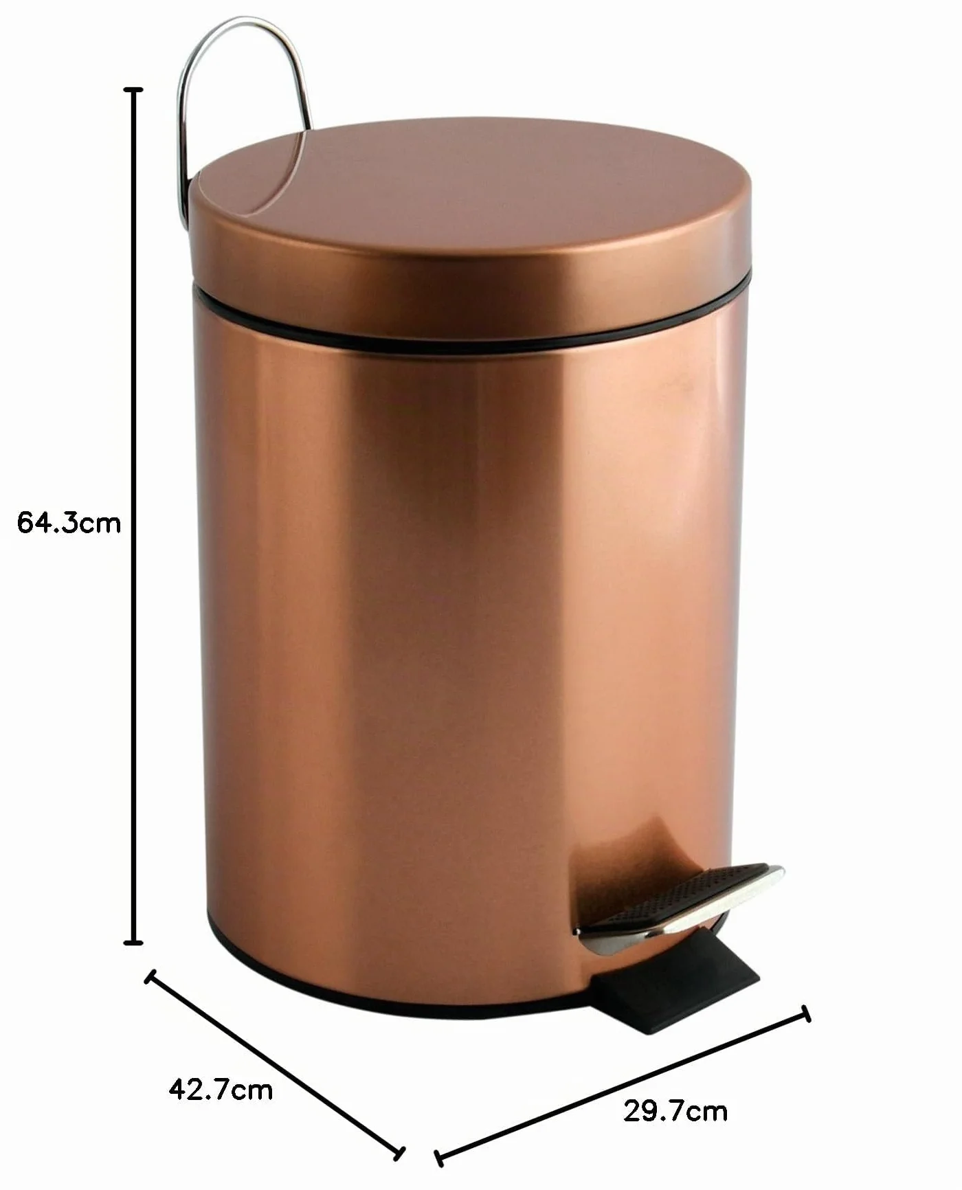 Papelera con Pedal Acero HANS 3L Efecto Cobre