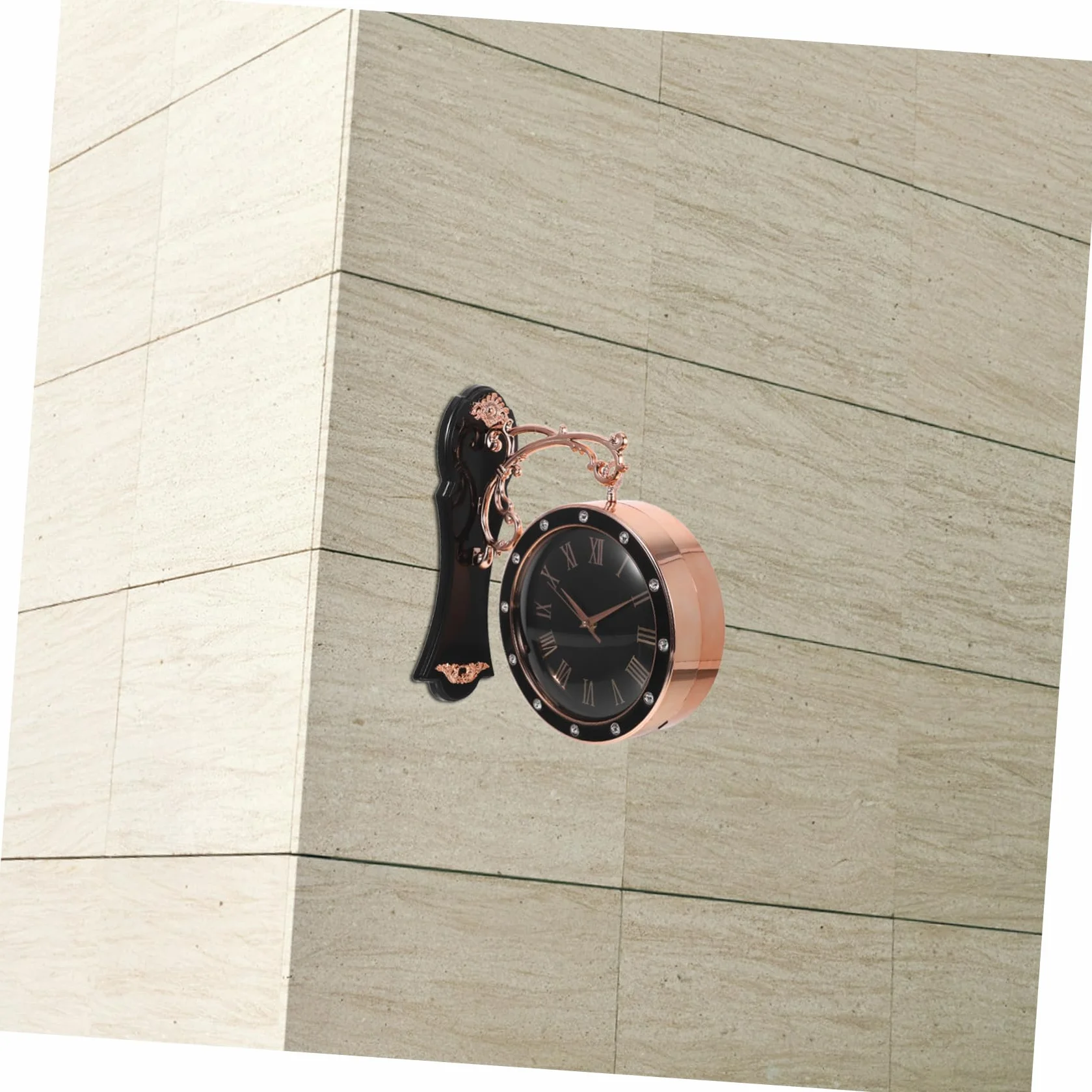 DOITOOL Reloj de Pared Grande Doble Cara Silencioso Estilo Europeo para Interior y Exterior Decoración para Salón Oficina y Porche Negro