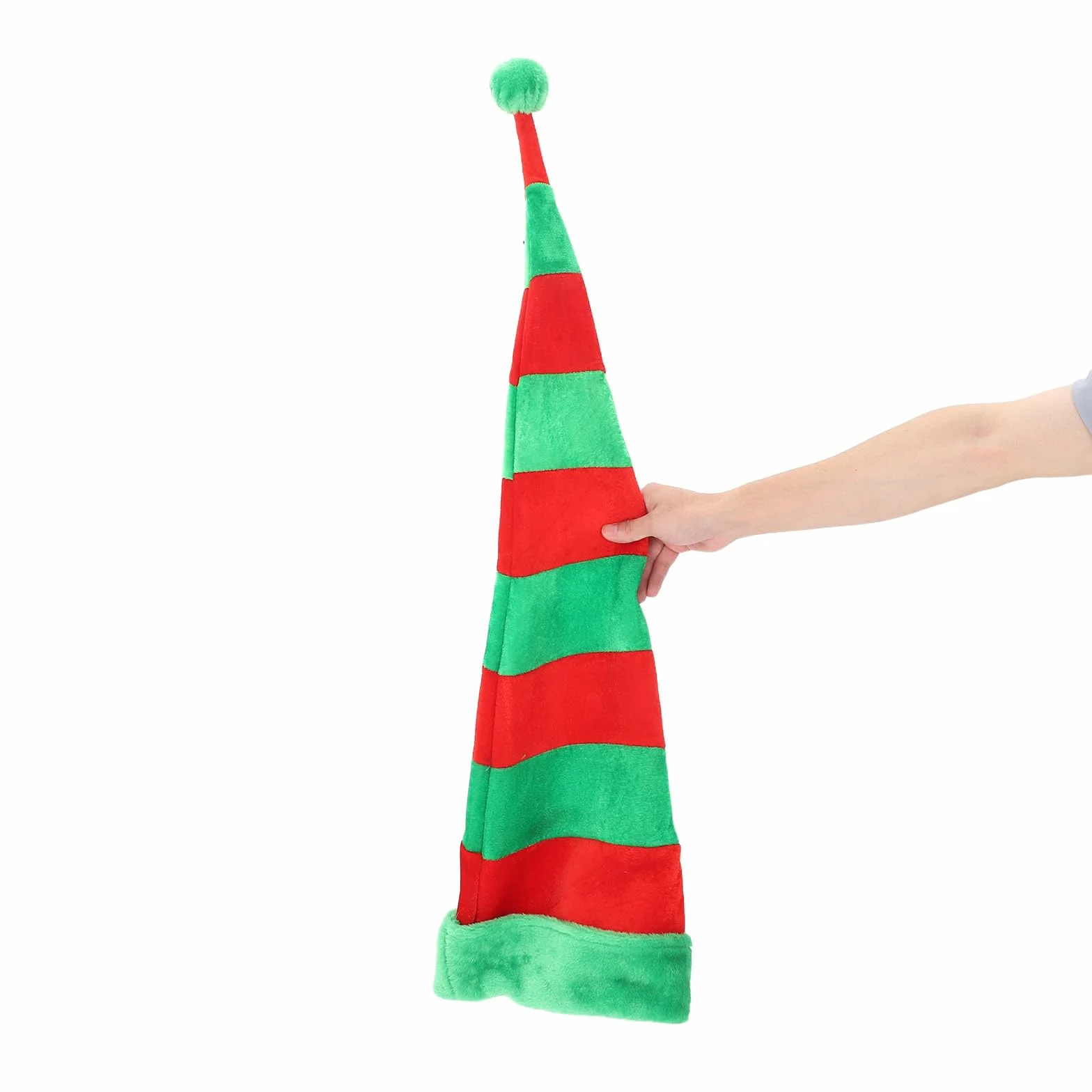Sombrero Largo Navideño Creativo de Tela y Hierro Verde para Fiestas y Accesorio para Fotos Forma Moldeable y Diseño Divertido