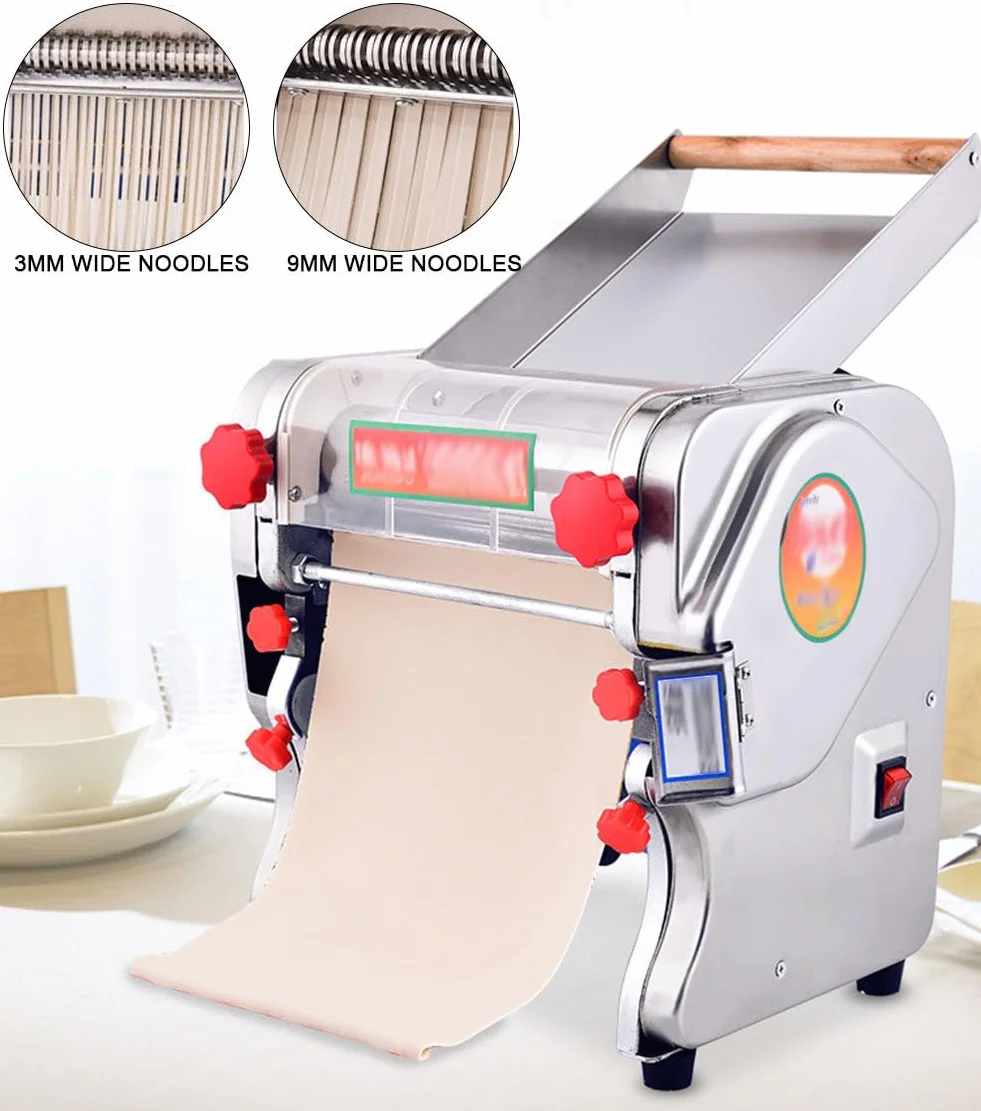 Maquina para Hacer Pasta,Automático Maquina De Hacer Pasta Fresca‌ para Fideos Anchos,Fideos Finos,Laminadora de Masa para Amasar,Laminar y Cortar,Doughwidth24cm