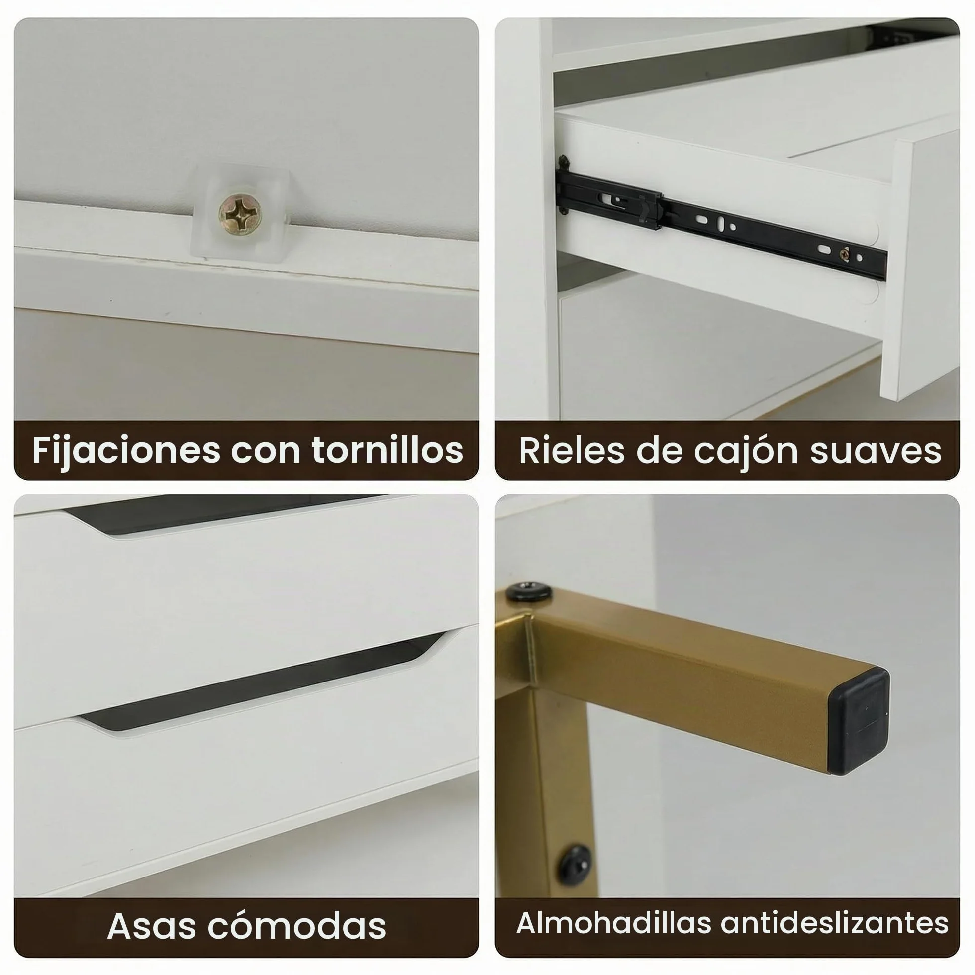 KOMFOTTEU Mueble para Tocadiscos con Compartimento Abierto y 2 Cajones, Soporte de Discos de Vinilo con Patas de Metal, Expositor para Discos para Dormitorio, Salón, Estudio, 91 x 36 x 87 cm (Blanco)