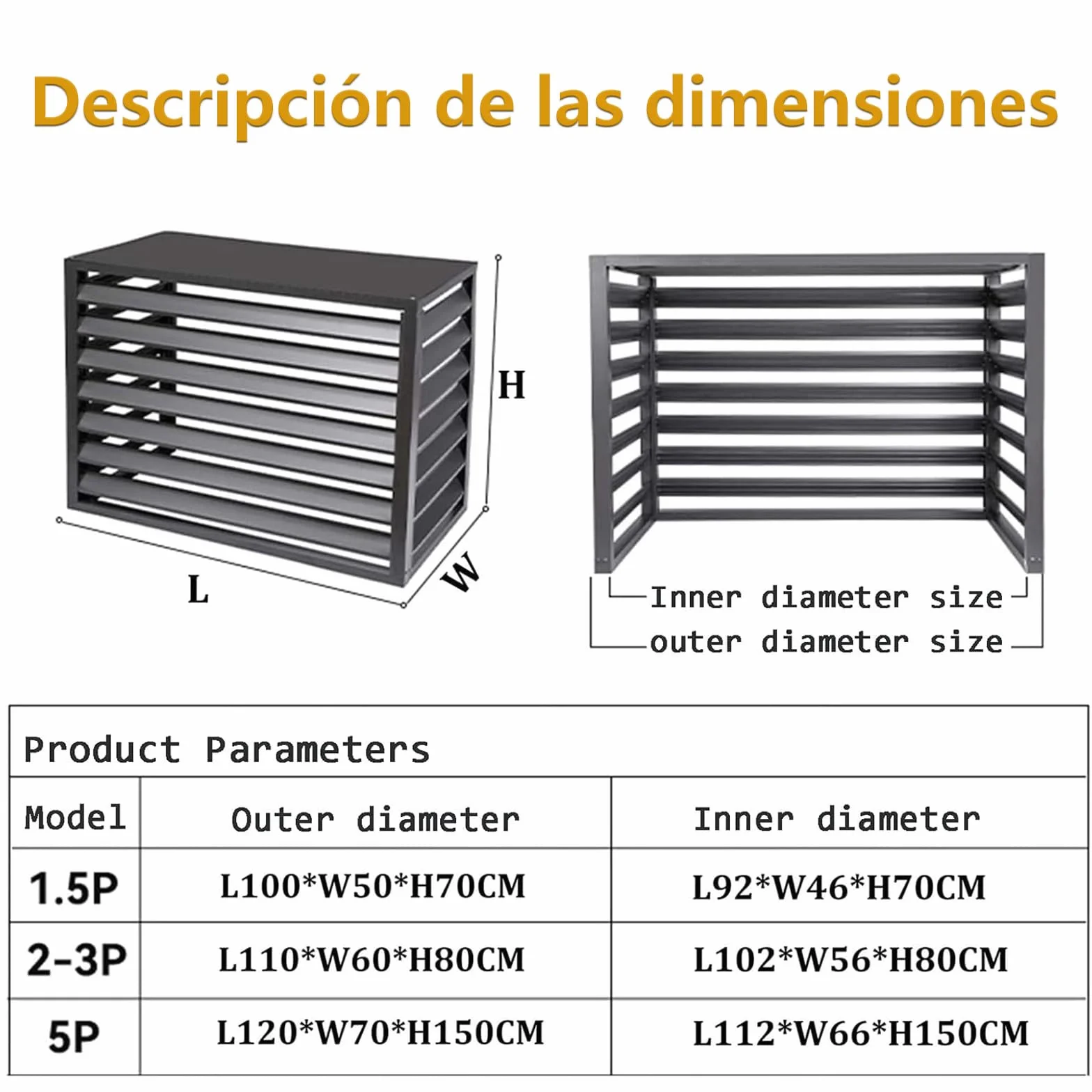Valla de Privacidad Cubierta Aire Acondicionado Persiana Text Madera L100×W50×H70(1.5P) Exterior Rejilla Aluminio Resistente Óxido Reducción Ruido Soporte Plantas Decoración Elegante