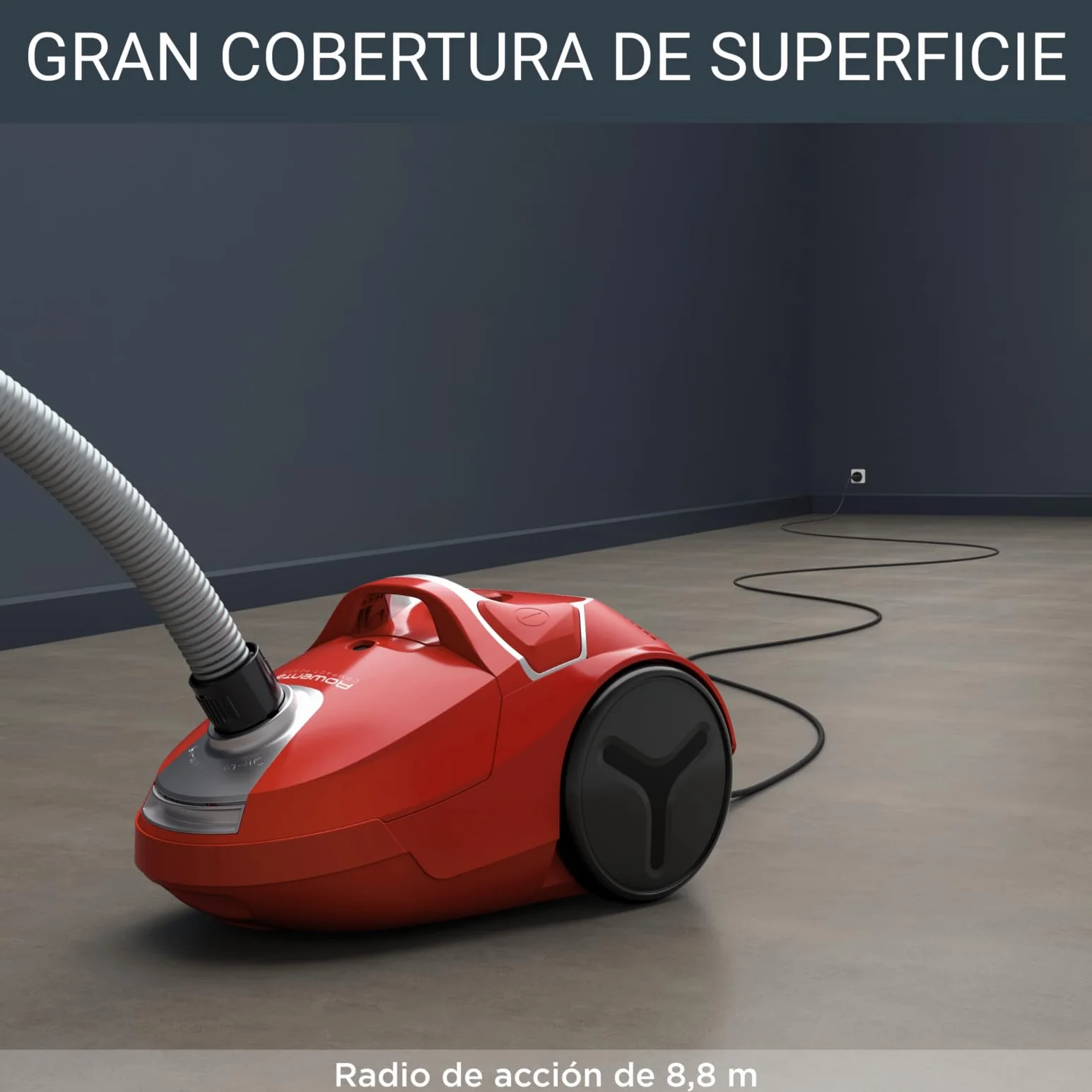 Rowenta Compact Power Parquet - Aspiradora con Bolsa, Motor de bajo Consumo 900 W, filtración Avanzada de 3 Niveles, Bolsa Hygiene+ de 3 L, diseño Compacto, Cepillo para parqué, Rojo (Reacondicionado)