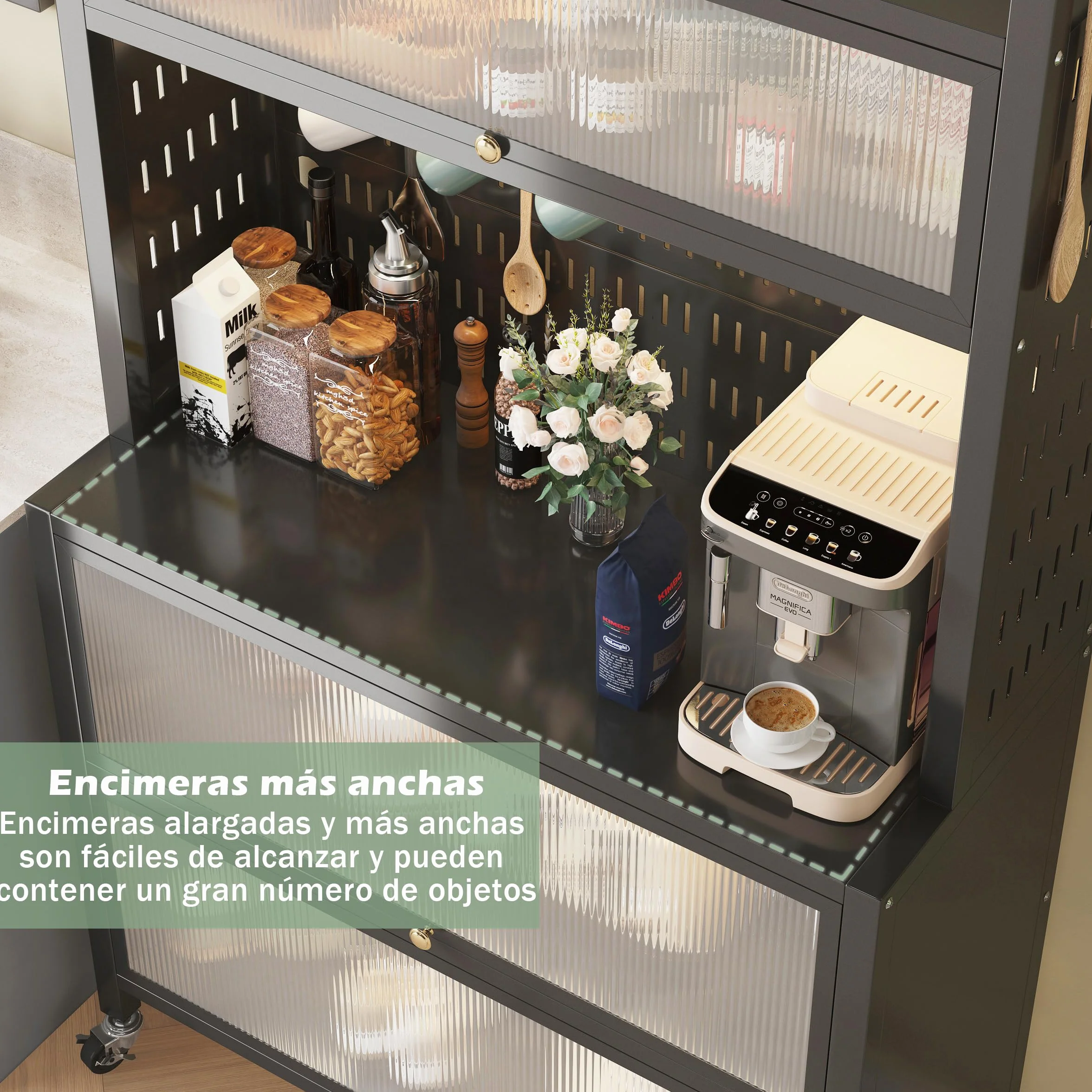 COVAODQ Estantería de Almacenamiento,Estantería de Cocina de 5 Niveles, Estantería de Panadería,Organizador de Cocina(Negro 80 x 36 x 162 cm)