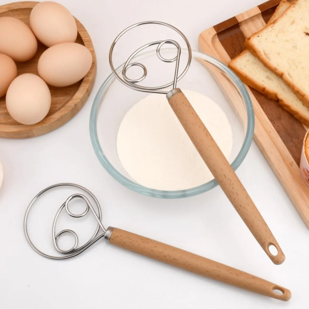Batidor Varillas Cocina Mezclador De Masa Manual De Acero Inoxidable, Mezclador De Masa En Polvo, Herramienta For Hacer Masa Barillas Batir Batidor De Huevo