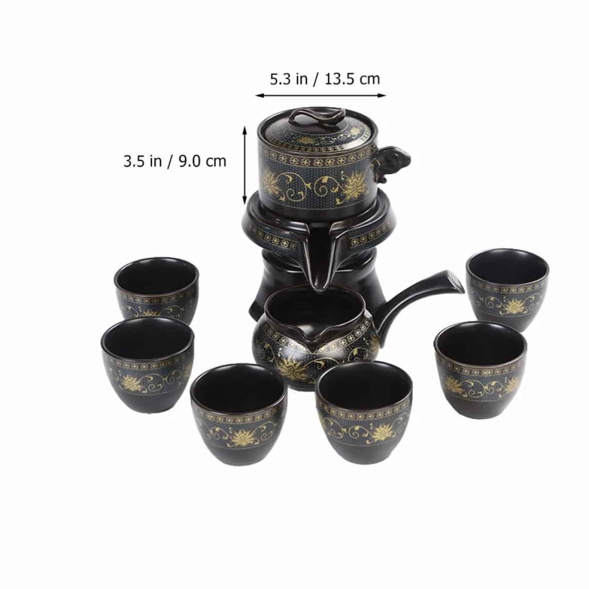 GLEAVI Juego de Tetera y Función Antiquemaduras Diseño Retro de Cerámica Negra para Oficina y Aficionados al Té Suelto