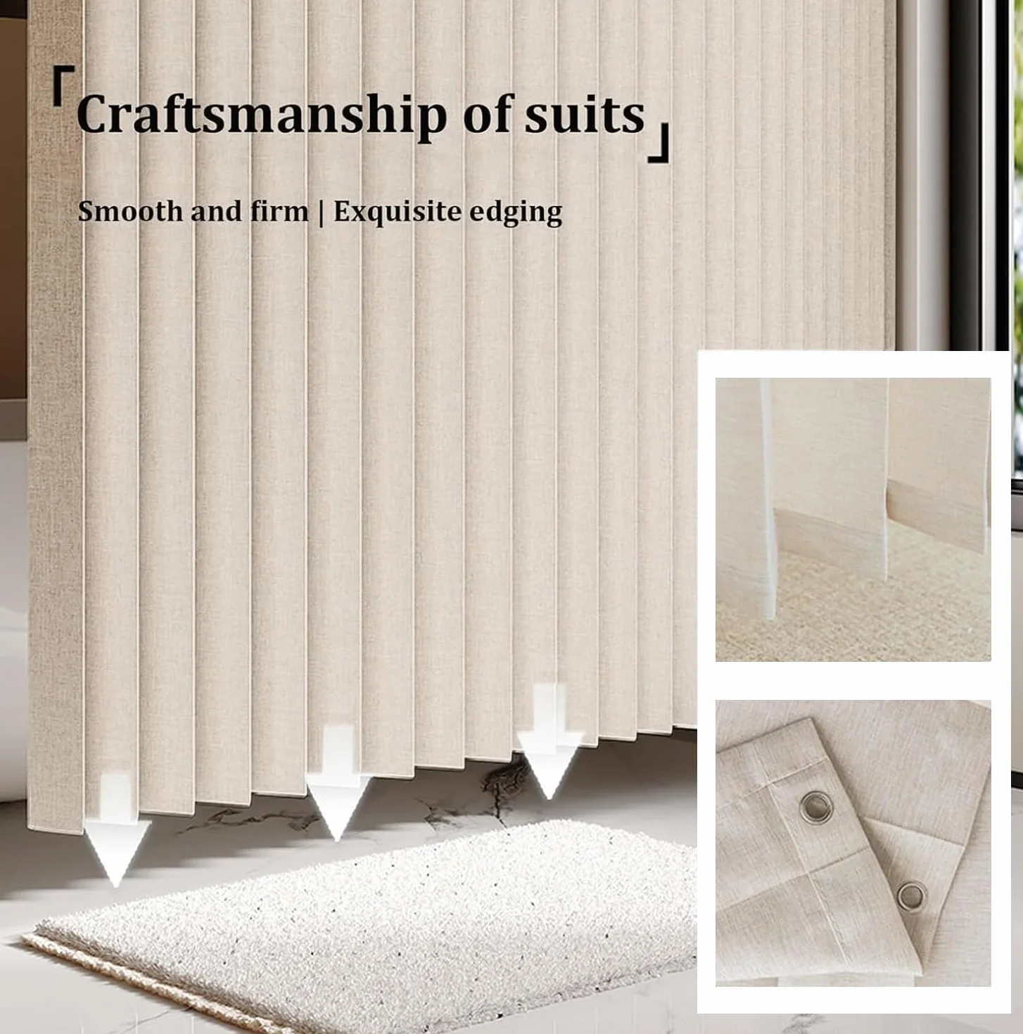 Personalizable Cortina Plegable baño corrediza，Separador de Espacios Interiores，Adecuado para Puertas correderas, armarios-Beige- 220x200cm