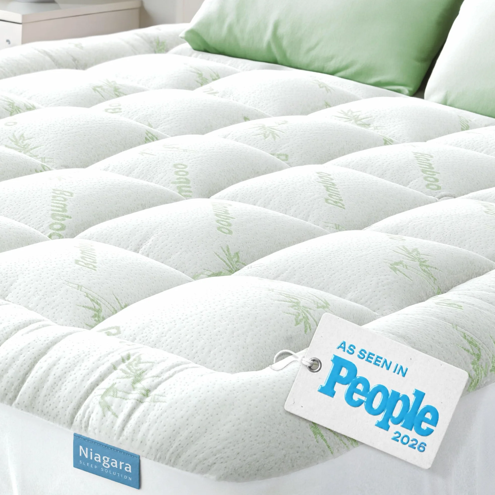 Niagara Sleep Solution Cubrecolchón de bambú Enfriamiento Completo 54 x75 Pulgadas Transpirable Extra Felpa Grueso Equipado 8-20 Pulgadas Tamaño de Cama Almohada Cojín de colchón Ultra Suave