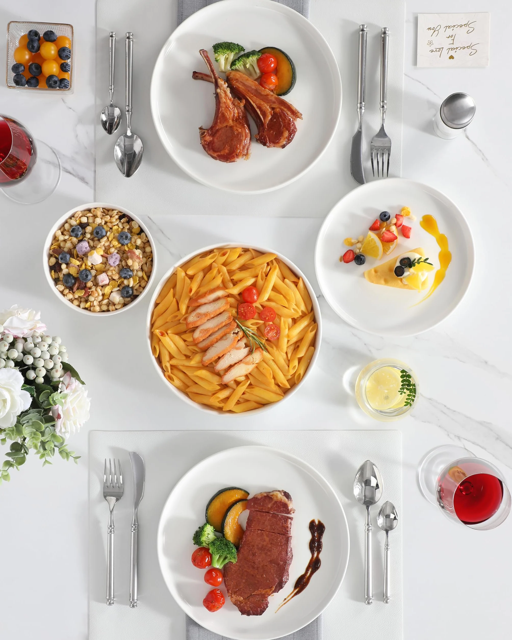 MALACASA Vajilla Completa 6 Personas, 24 Piezas Juego de Platos Vajilla, Vajilla de Porcelana Blanca con 6 Platos Llanos, Platos Postre, Platos Hondos, Platos Hondos Sopa, Serie LEAH
