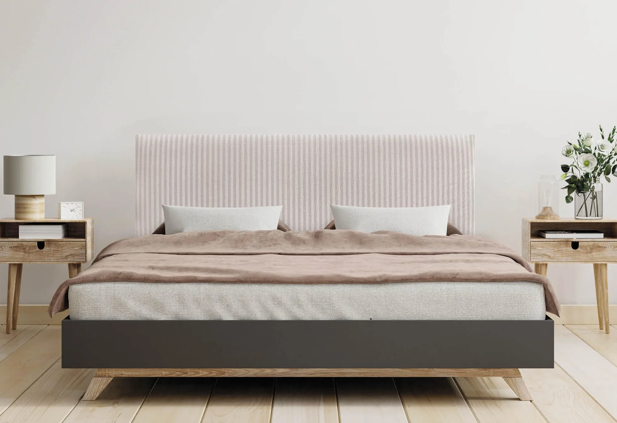 DHOME Cabecero Tapizado Liso Exclusivo Serie Luxury Edition con Patas para Pared Acústicos Cabeceros Absorbentes Cabezal Cama Dormitorio (Cream, 150cm, 4cm Grosor)